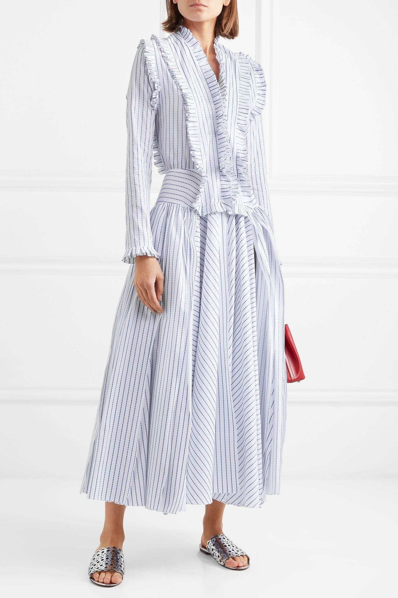 Ruffled striped cotton maxi dress - 2