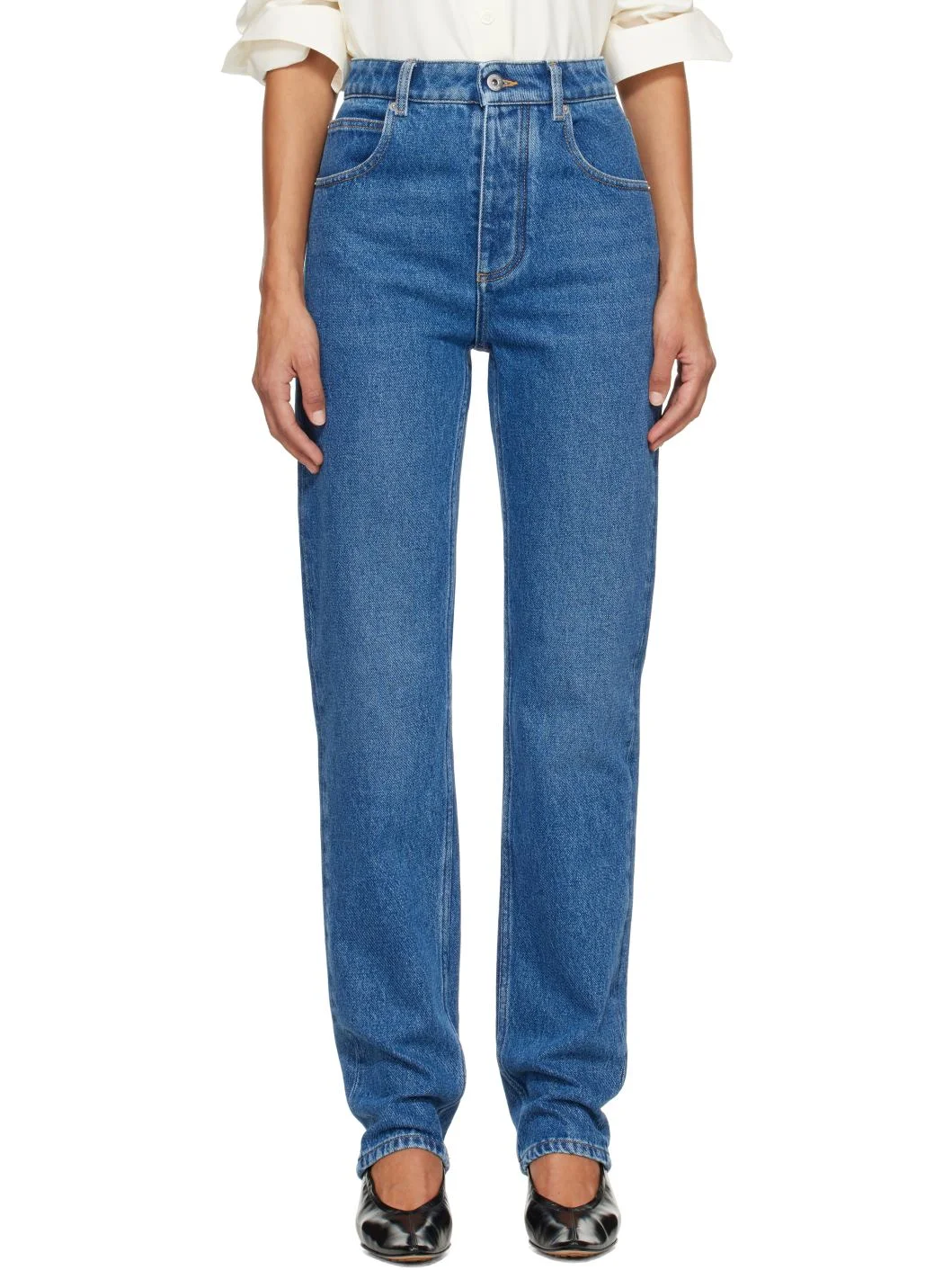 Blue Faded Denim Jeans - 1