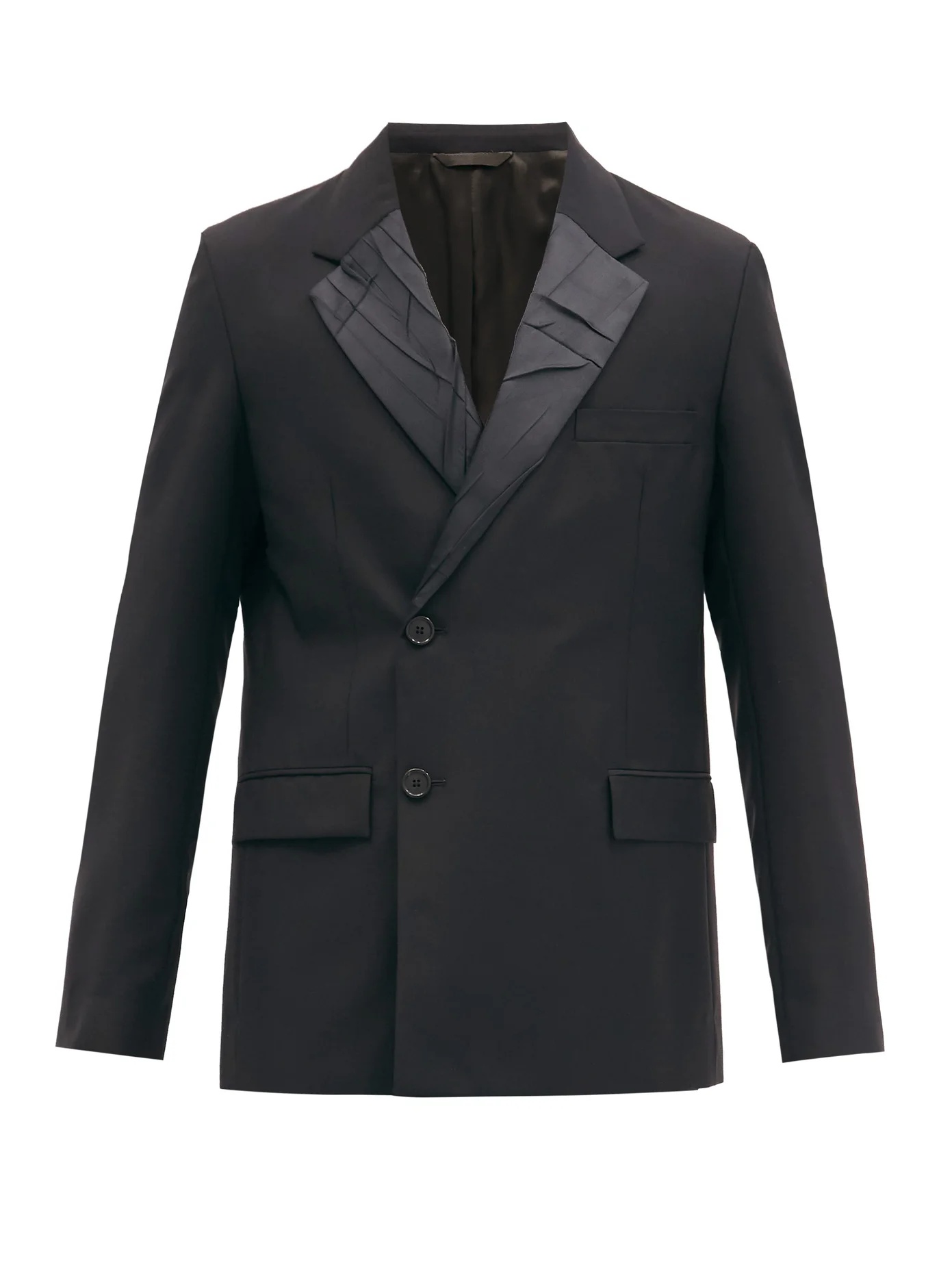 Single-breasted wool and mohair-blend blazer - 1