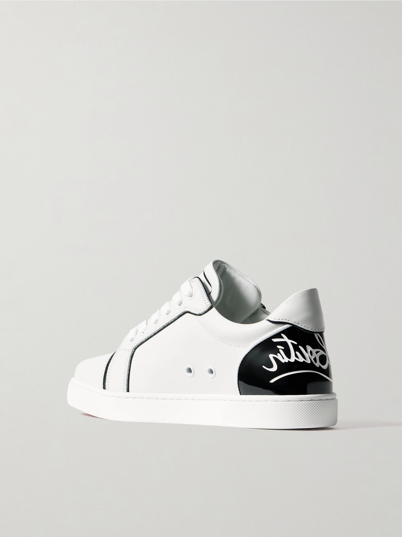 Fun Vieira patent-leather trimmed leather sneakers White - 3