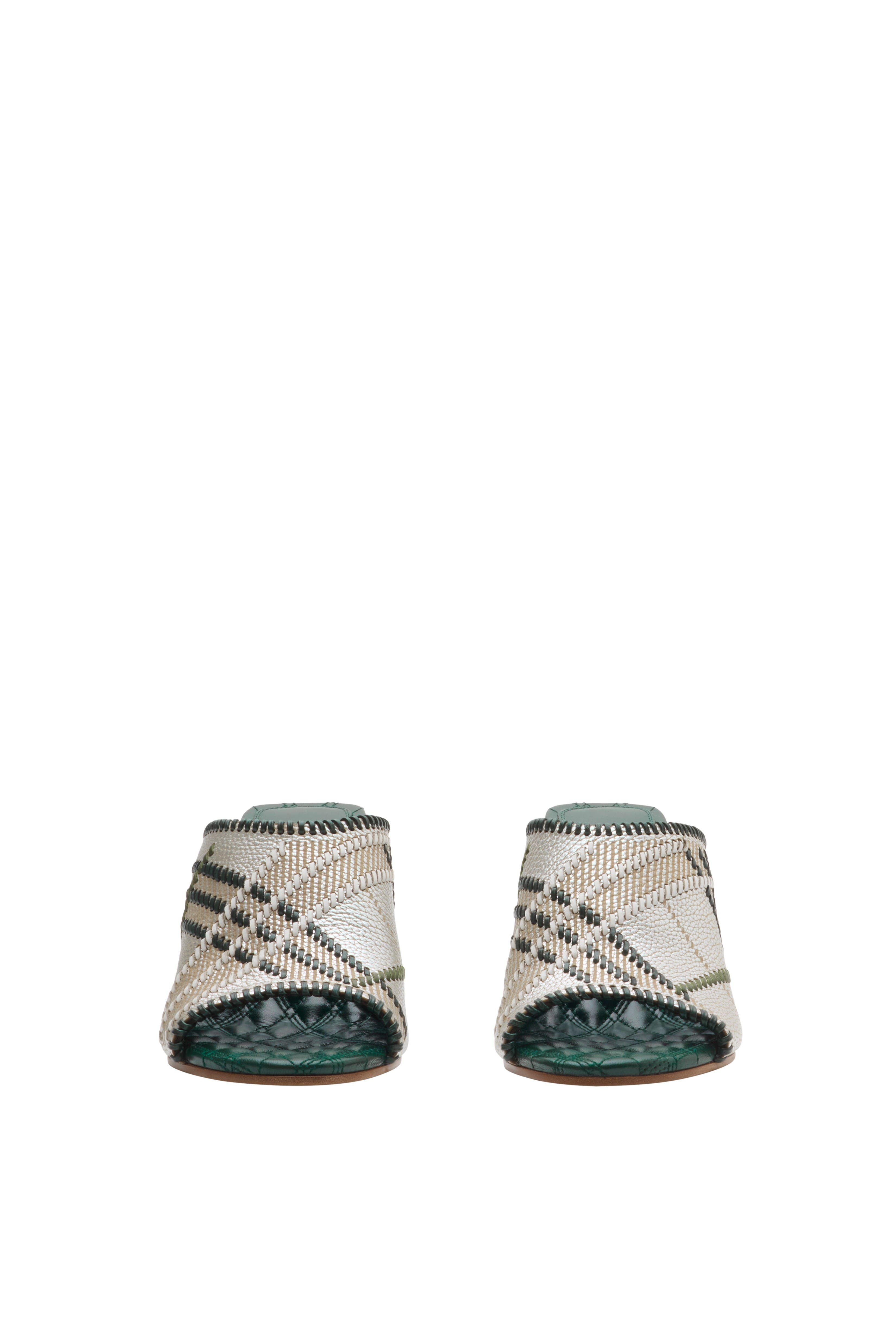 burberry Check Leather Cabana Mules in Cotton at Nordstrom - 3