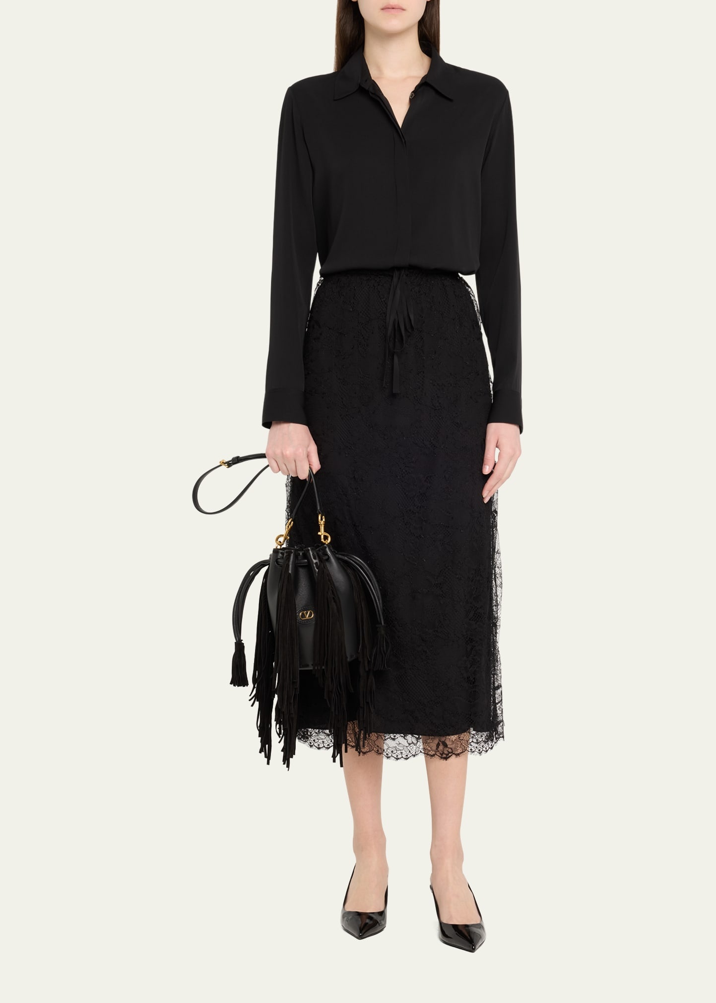 Nellcote Small Fringe Leather Bucket Bag - 6