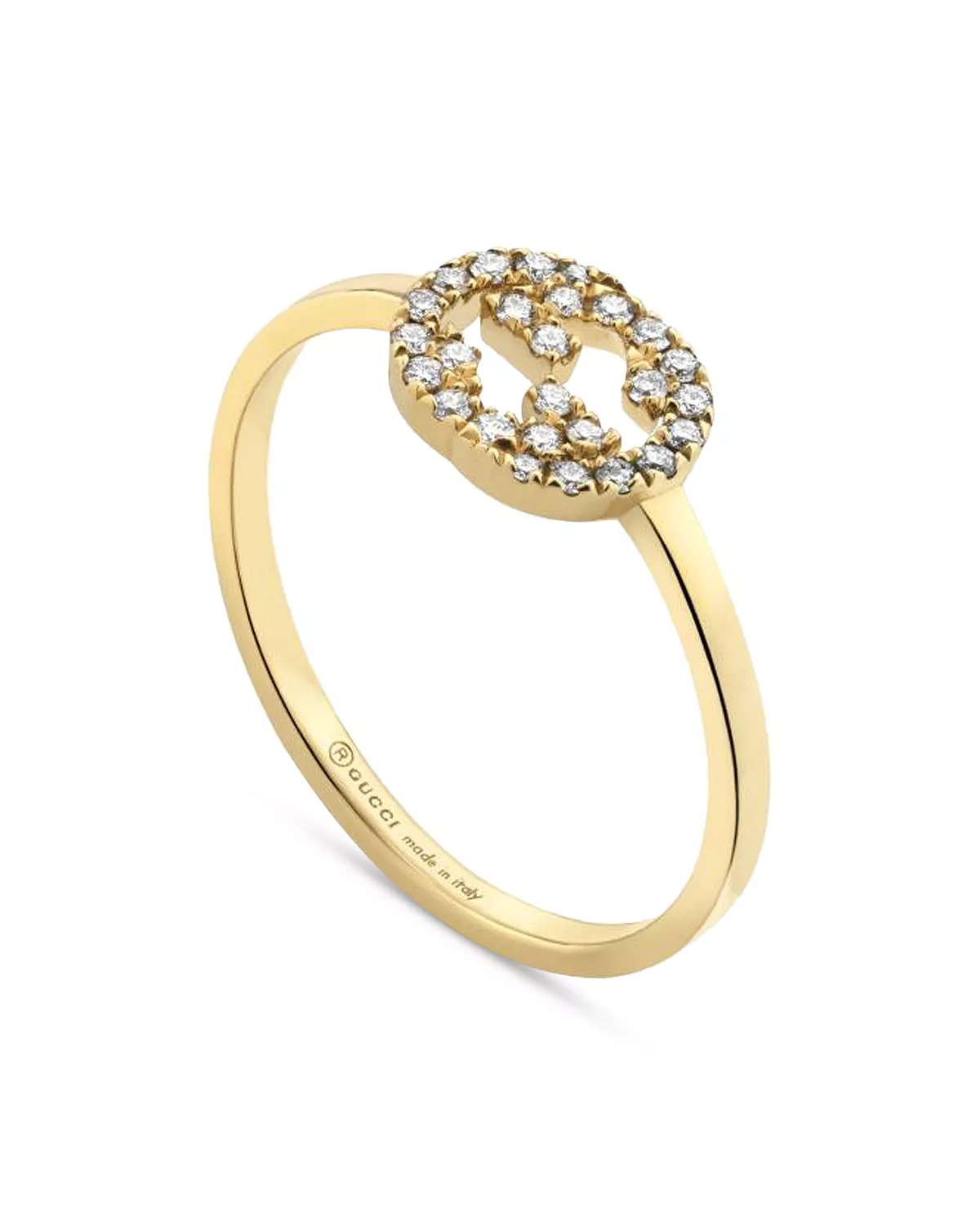 18K Yellow Gold Interlocking G Diamond Logo Ring - 3