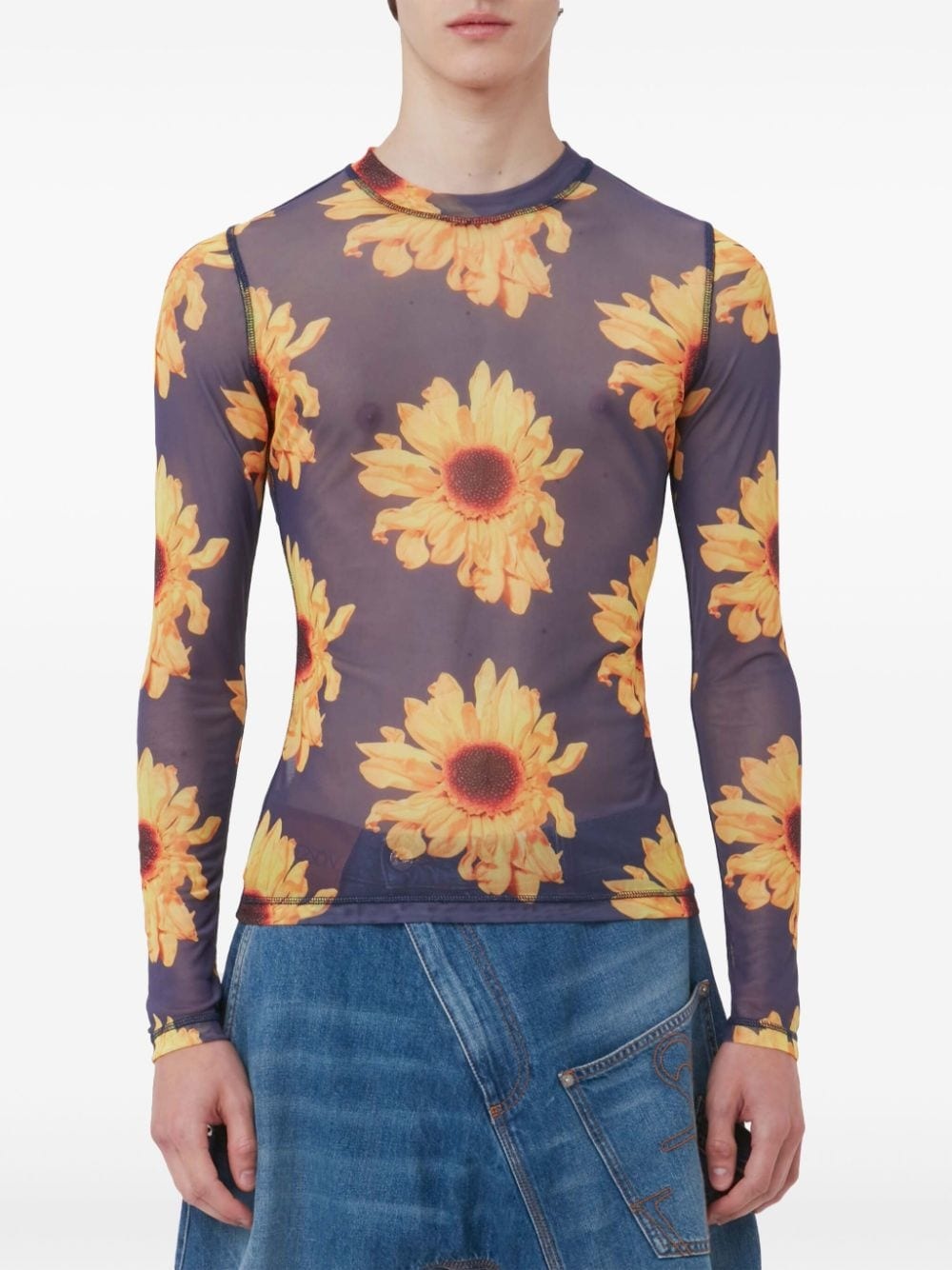 floral-print sheer top - 4