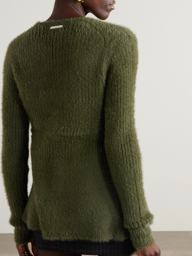 Teria Satin-trimmed Brushed-knit Cardigan 3
