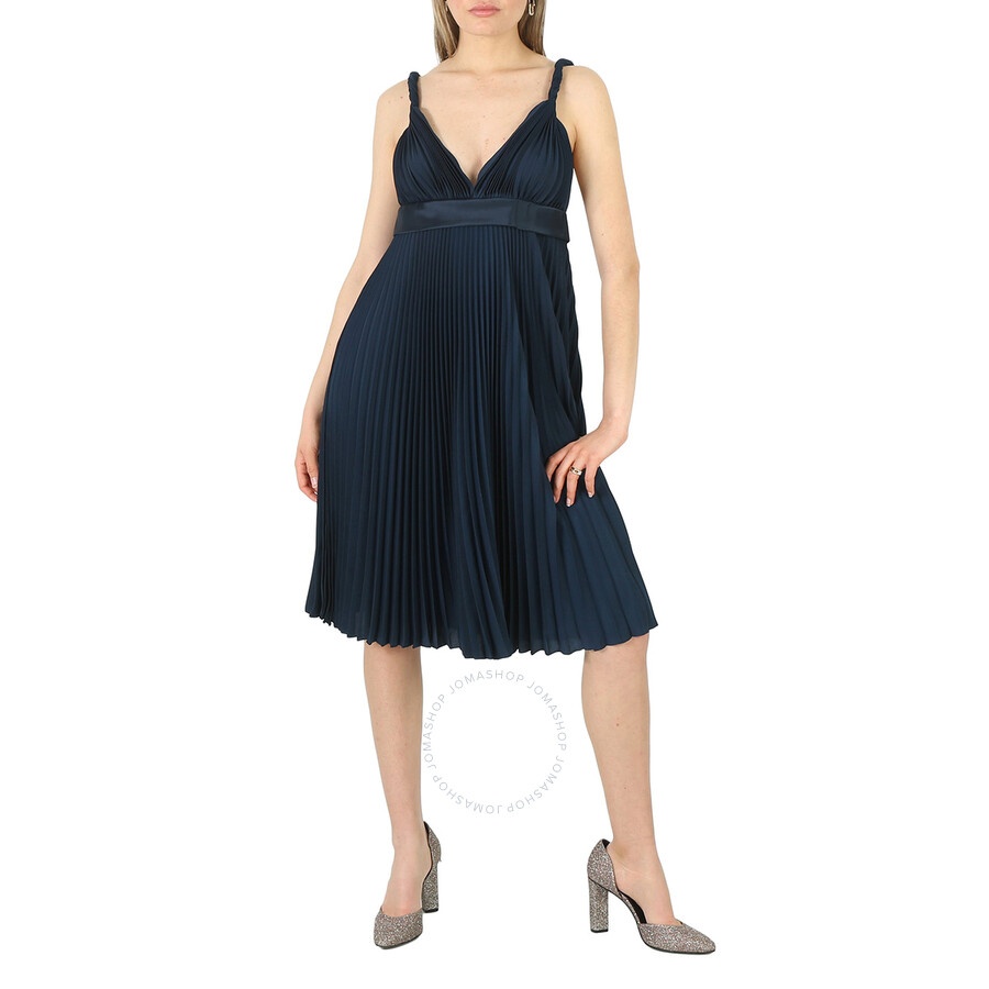 Burberry Ladies Ink Blue Empire-Line Pleated Dress - 4