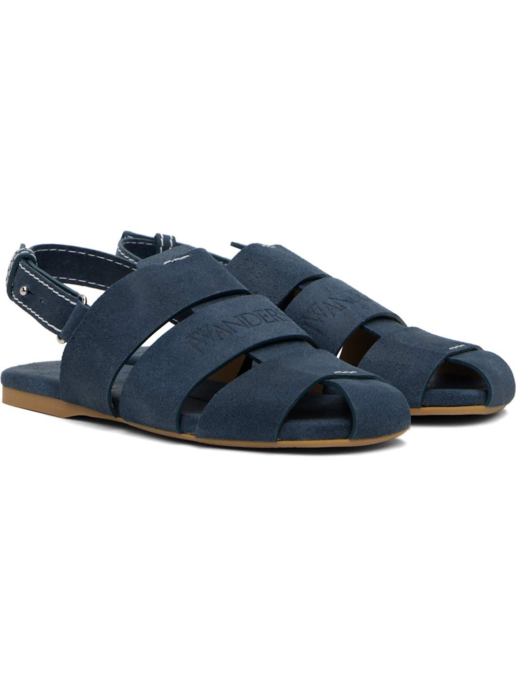 Blue Stripe Flat Sandals - 4