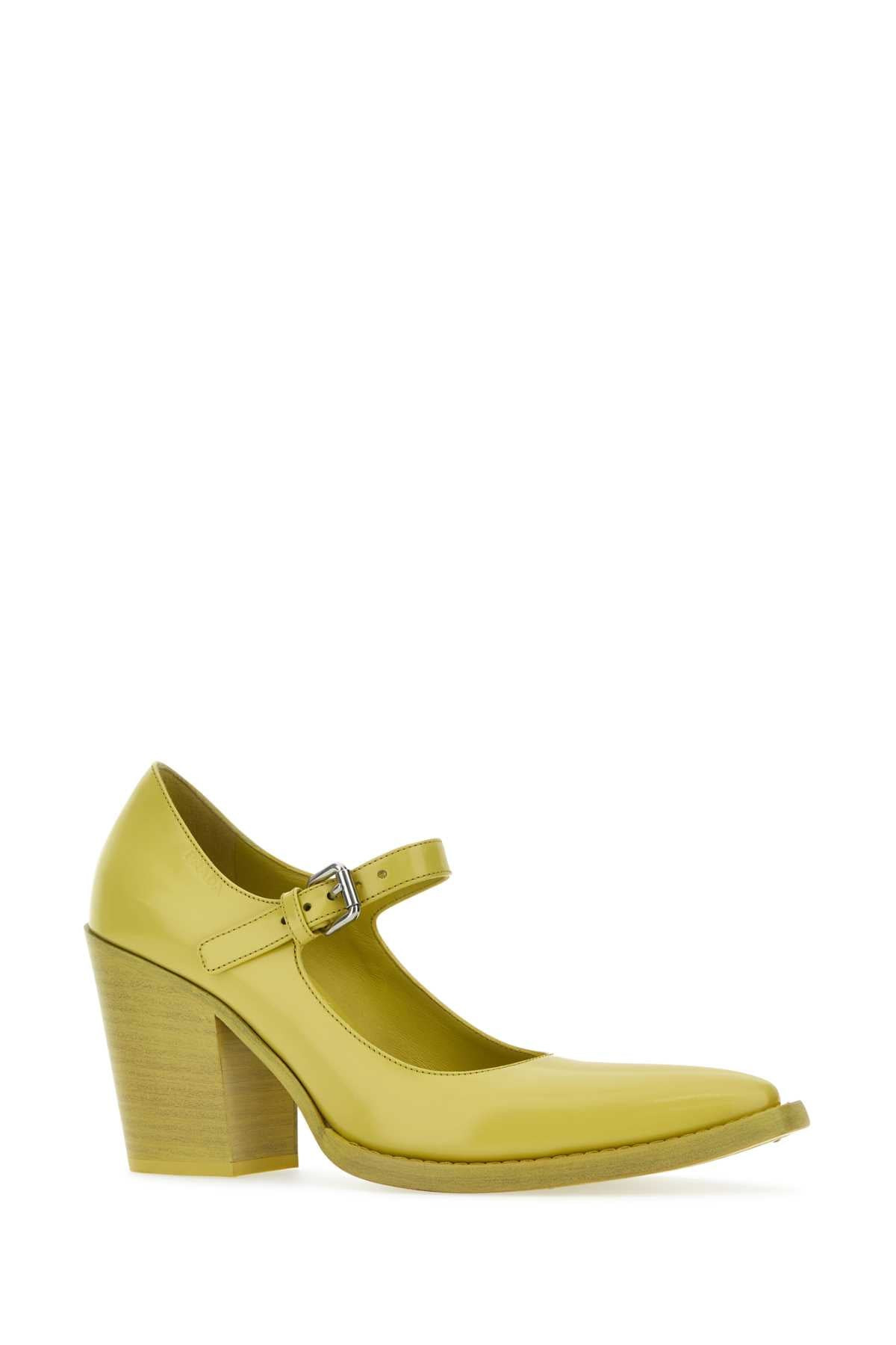 Prada Women Acid Green Leather Pumps - 2