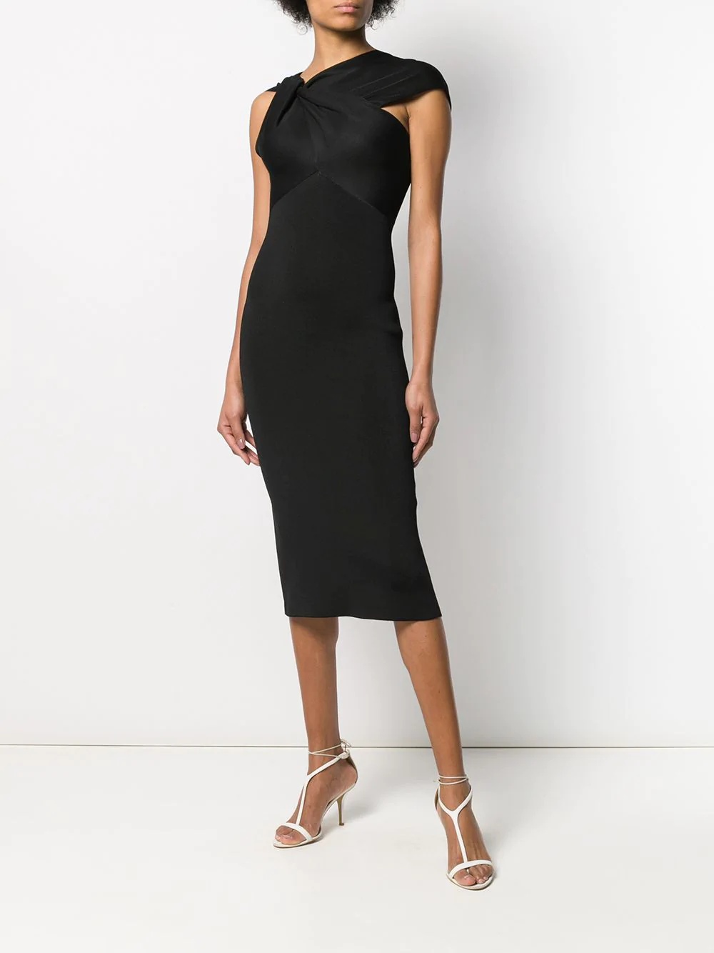 twist-neck fitted dress - 2