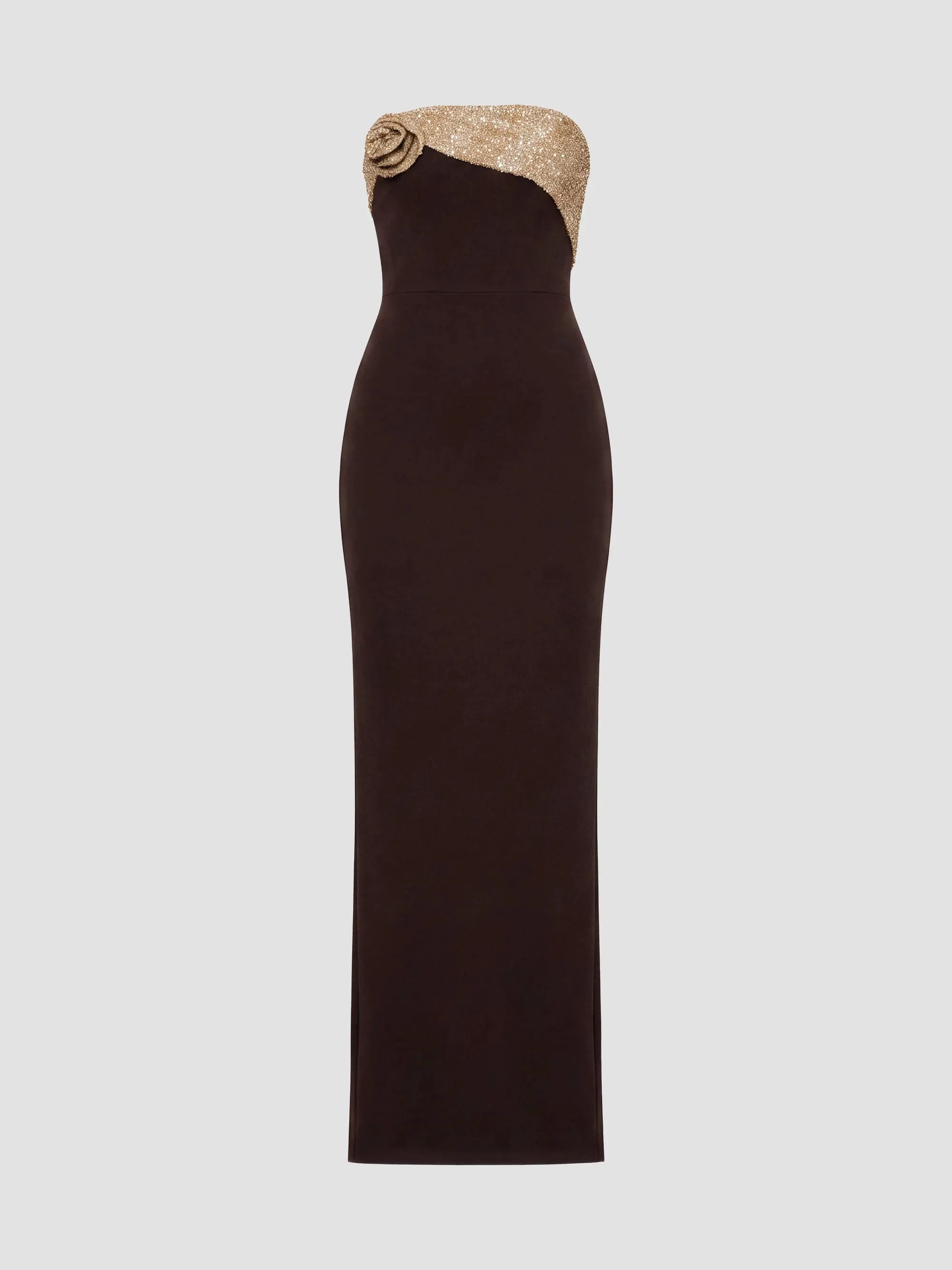 Women's Lorraine Rosette Strapless Gown - Mocha Multi - 1