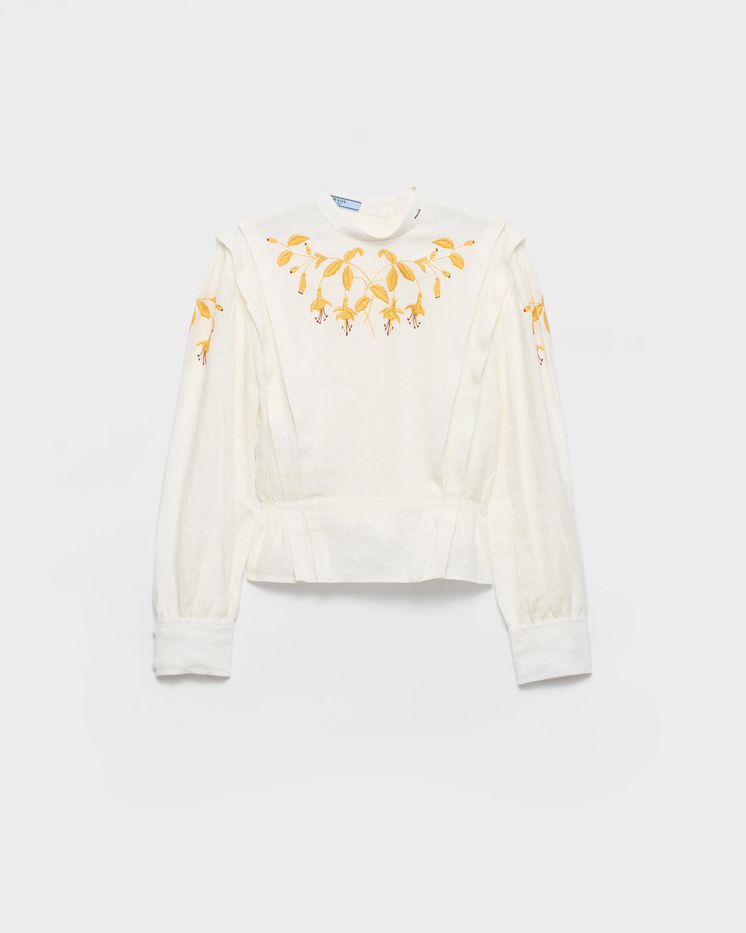 Embroidered slubbed fabric top - 1
