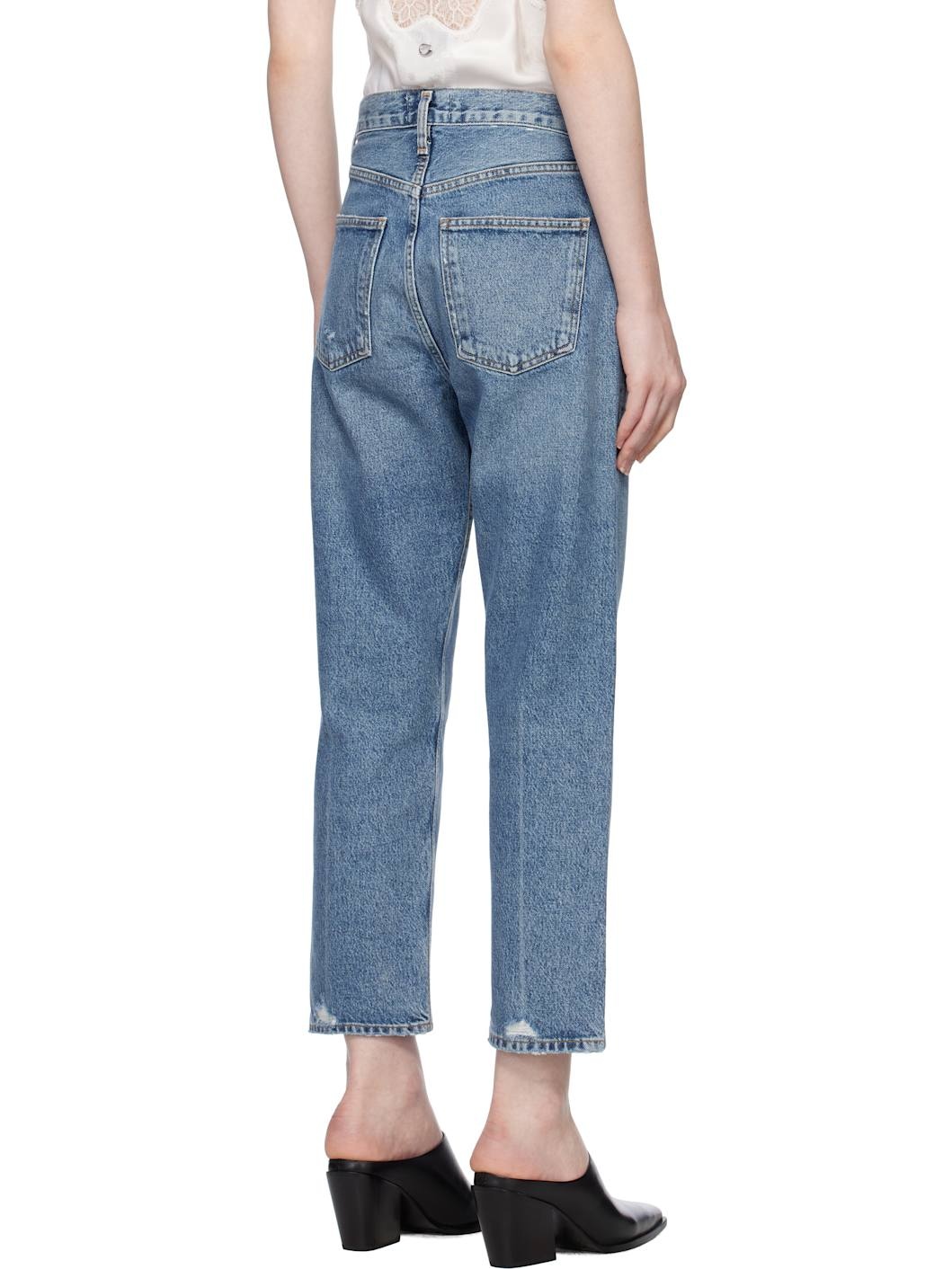 Blue 90's Crop Mid Rise Straight Jeans - 3