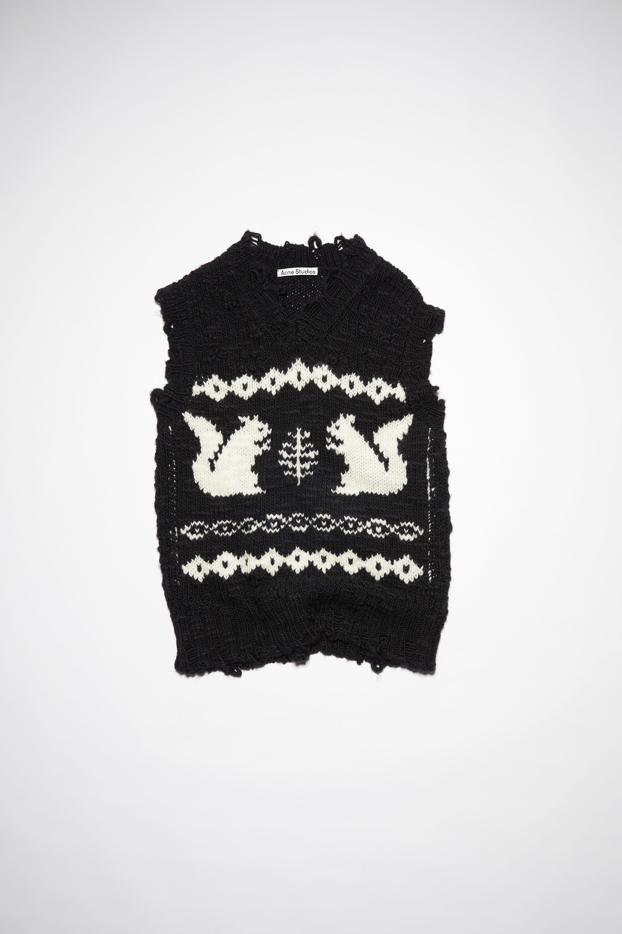 Squirrel wool gilet - Black/white - 1