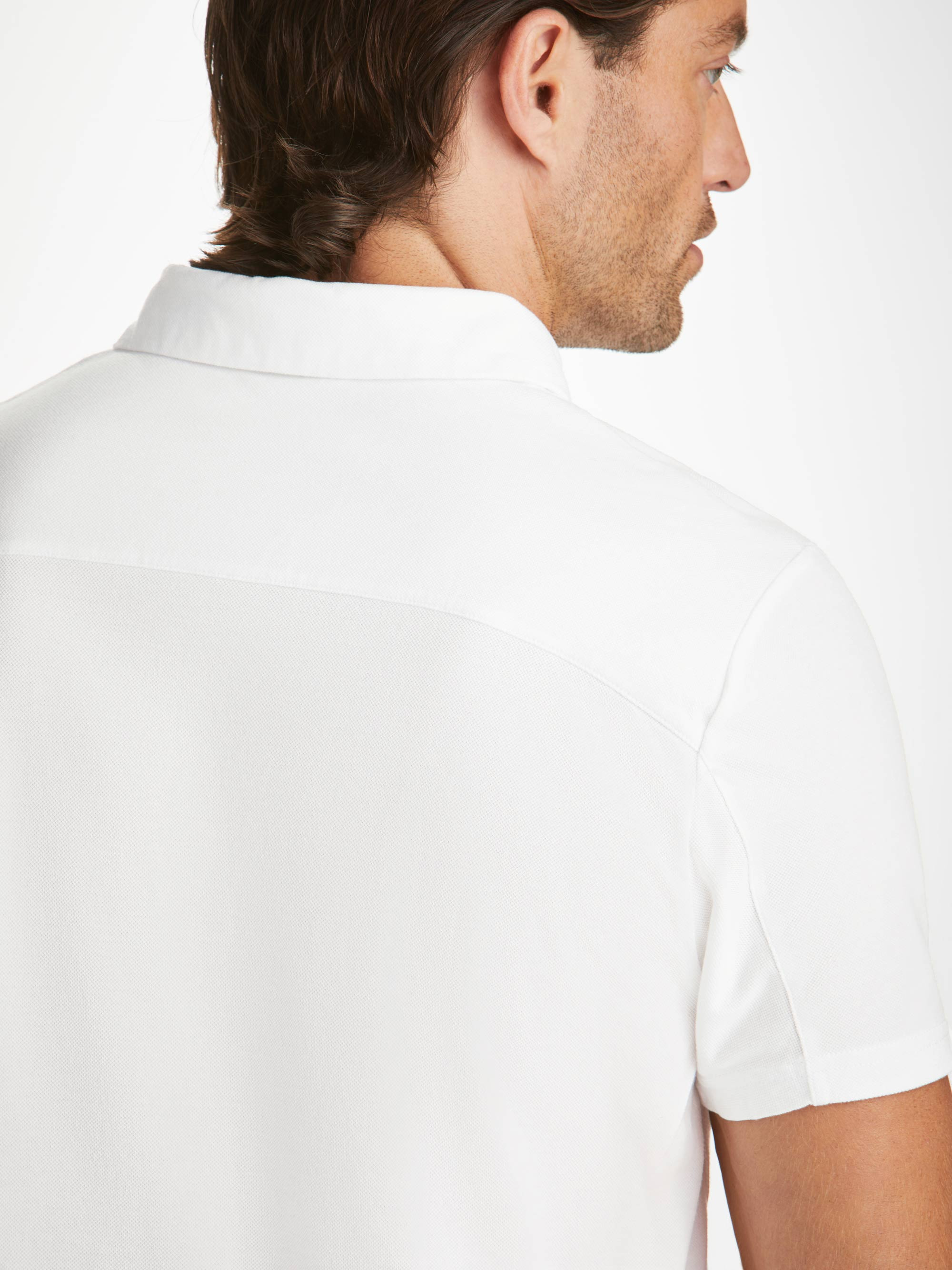 Men's Polo Shirt Ramsay Pique Cotton Tencel White - 6