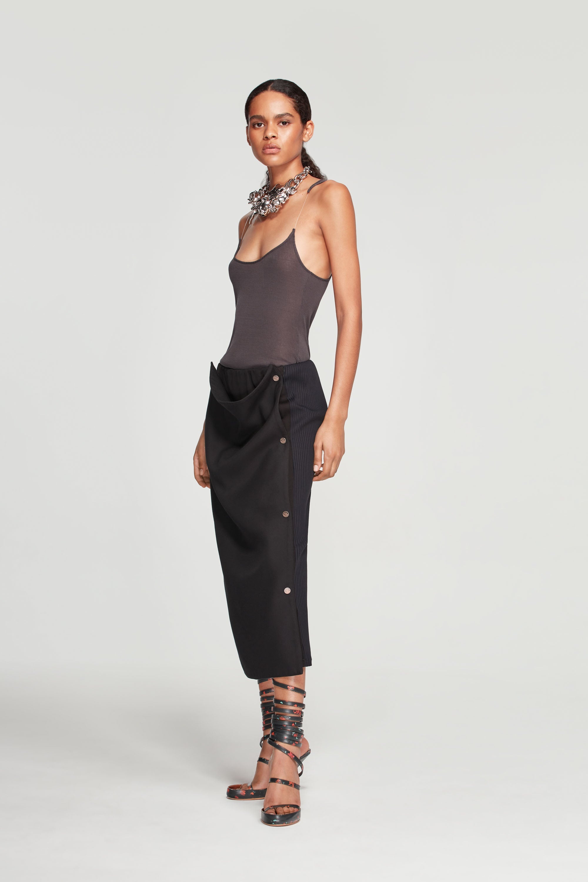 Snap Panel Maxi Skirt - 6