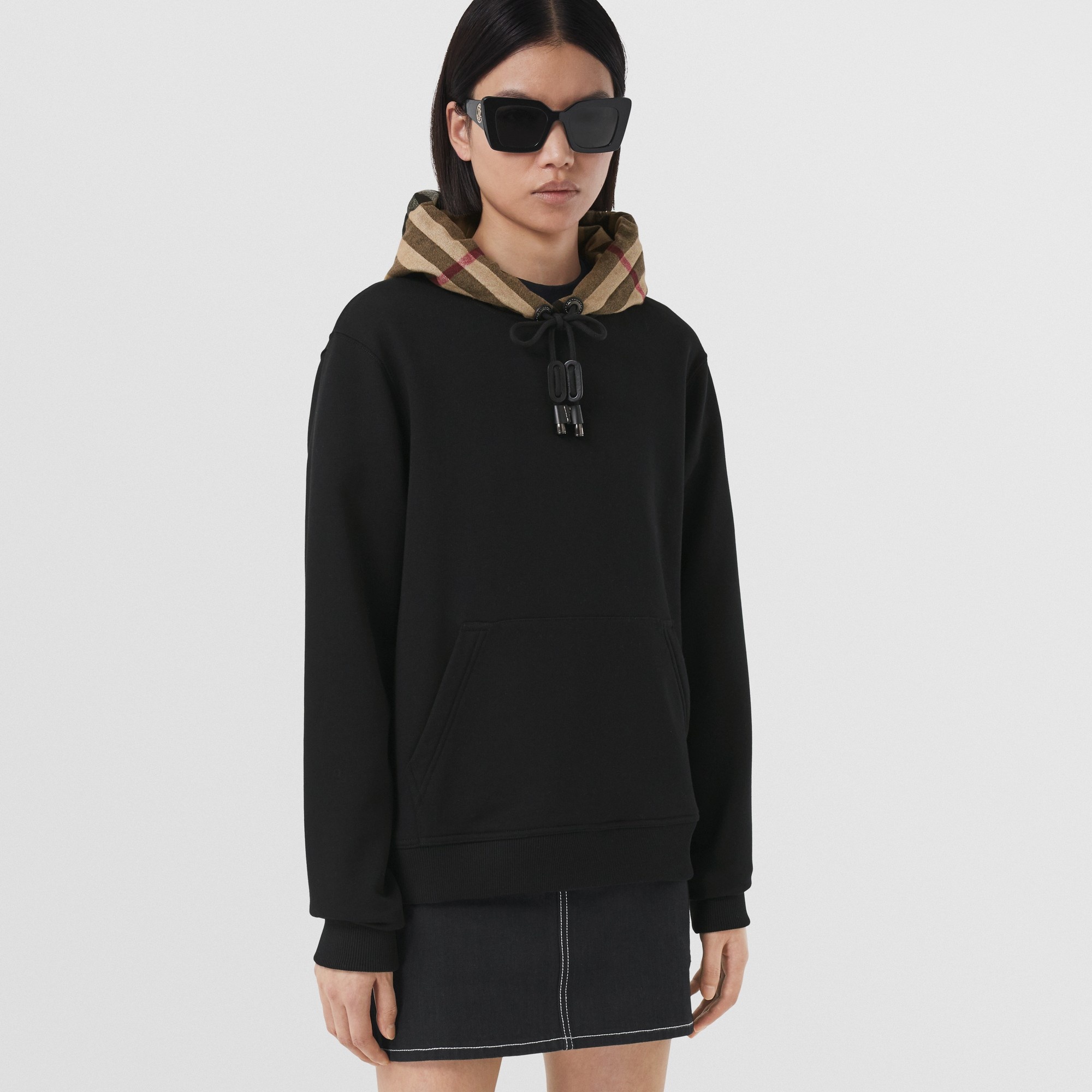 Check Hood Cotton Oversized Hoodie - 5