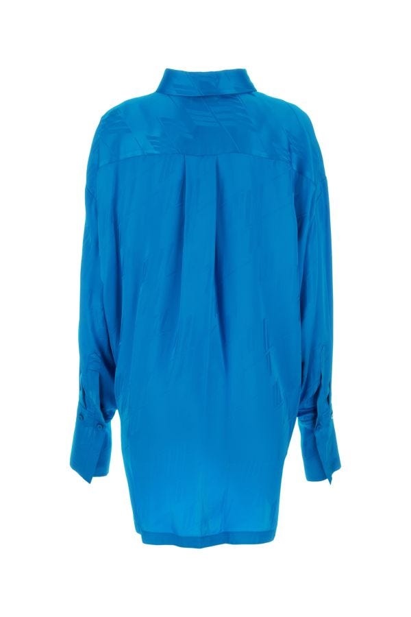 Turquoise satin Diana shirt - 2