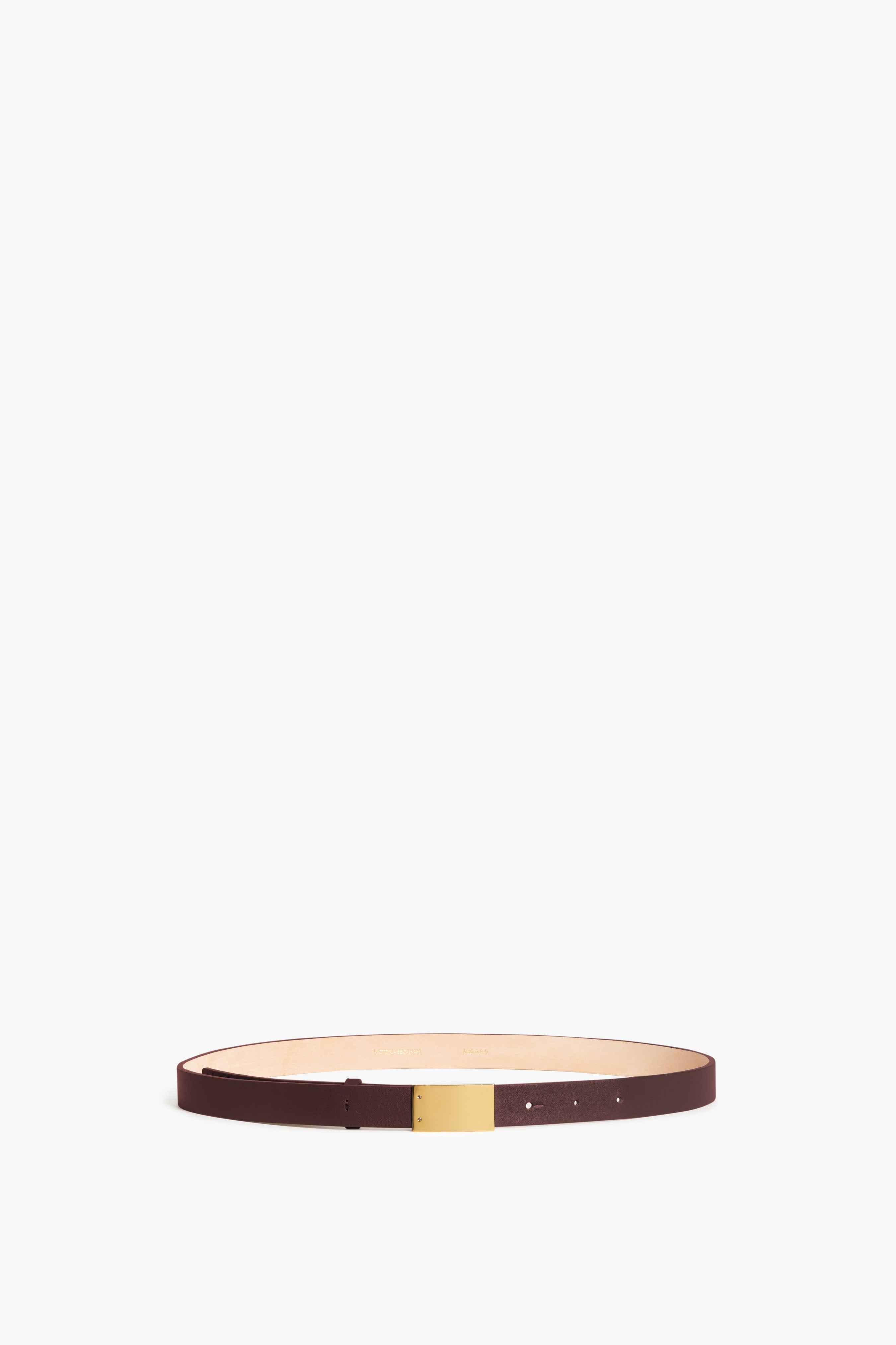 Thin Belt With Plaque Buckle in Burgundy - 1