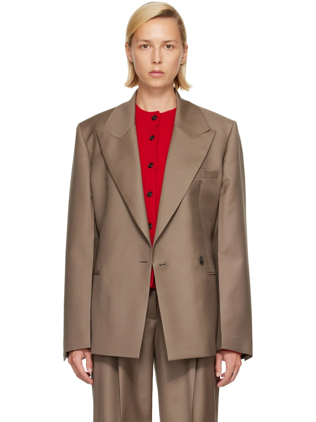 Taupe Hourglass Shaped Blazer - 1