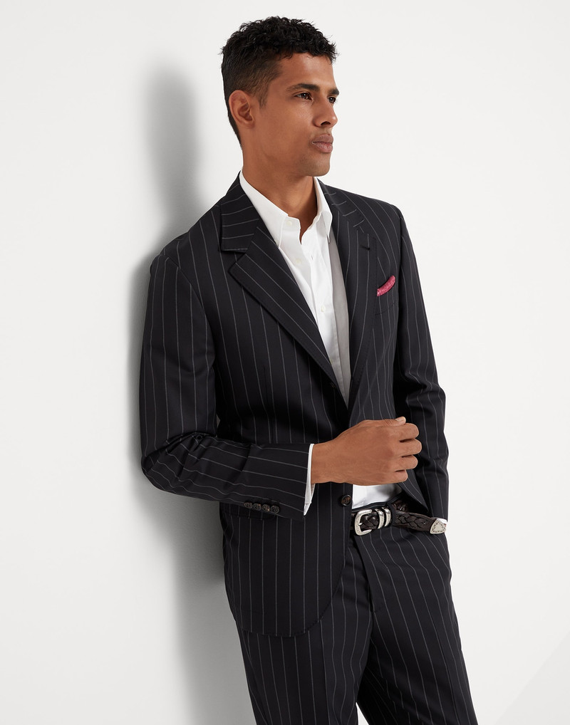 Super 150s 처녀 모직 넓은 chalk 줄무늬 batavia blazer 4