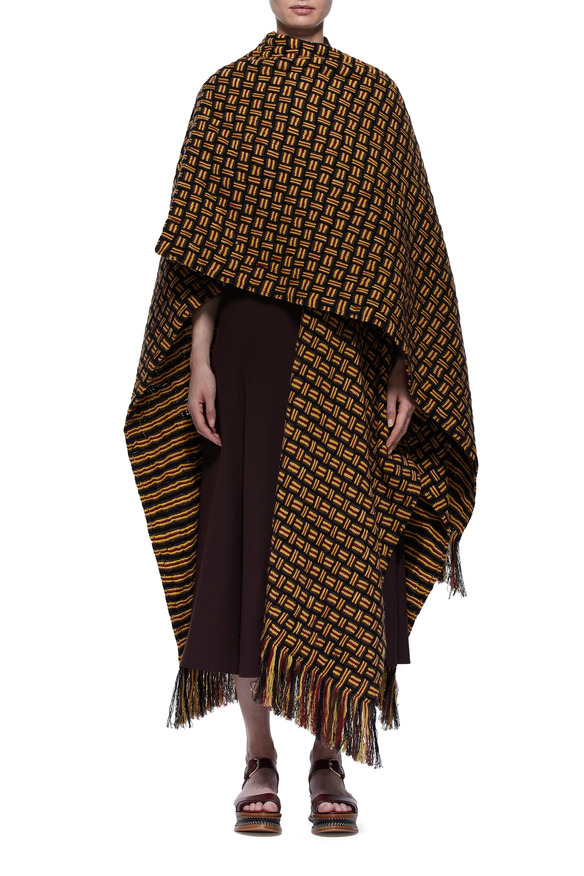 Gasly Rhuana Poncho in Multi Stripe Cashmere - 3