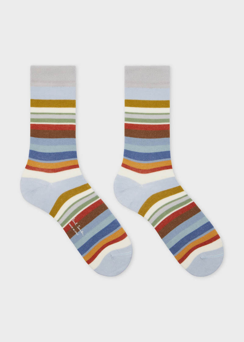 Paul Smith Women's Pale Blue Mixed Stripe Socks outlook