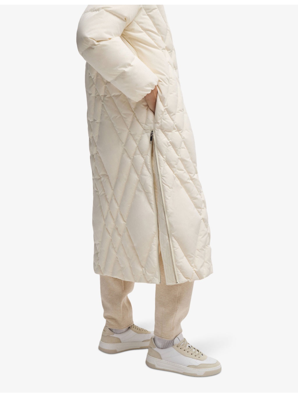 Diamond-quilted hooded shell-down coat - 3