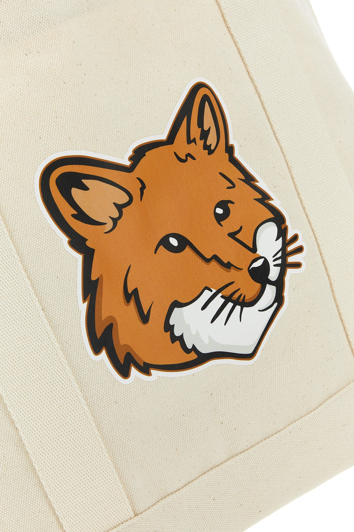 Ivory canvas Fox Head shopping bag - 4