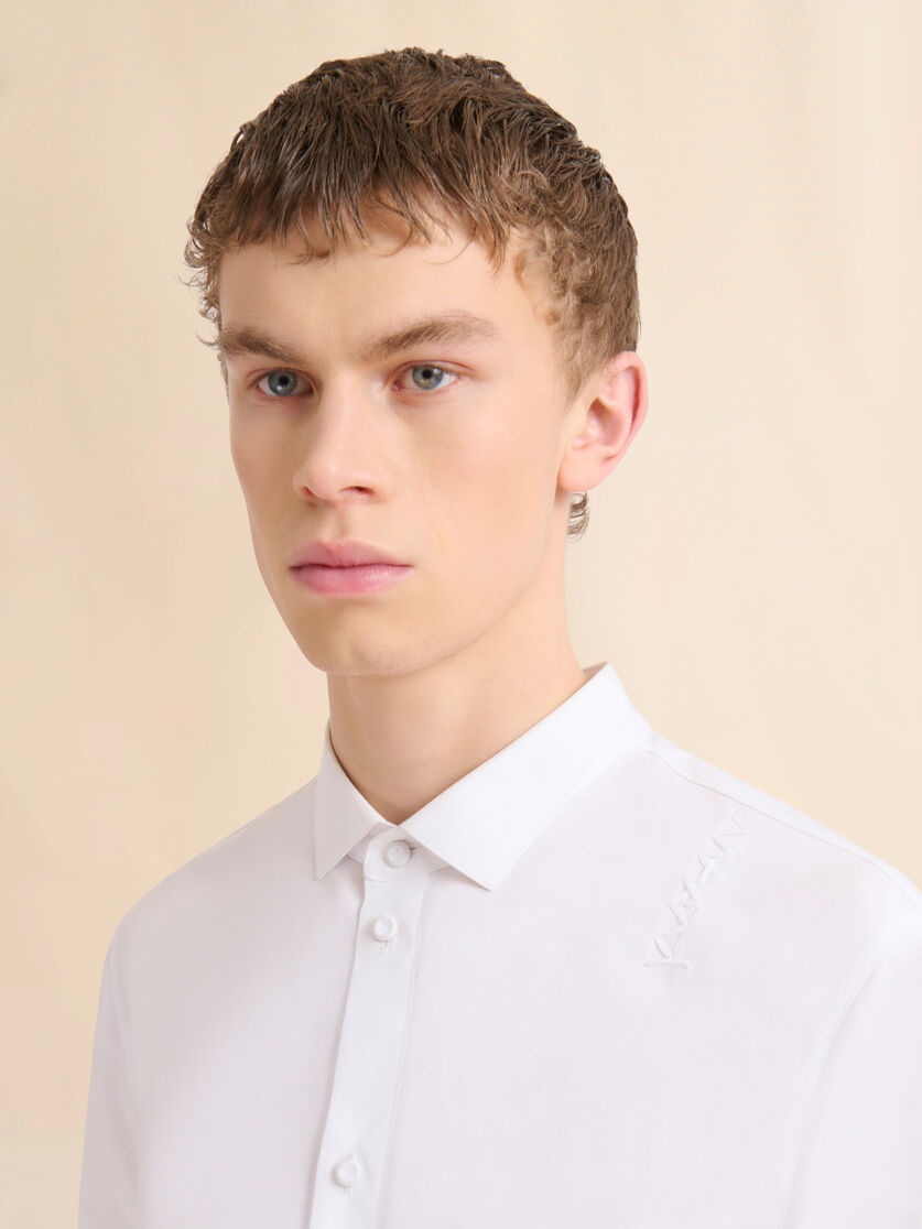 WHITE POPLIN SHIRT WITH MARNI SYMBOL - 4