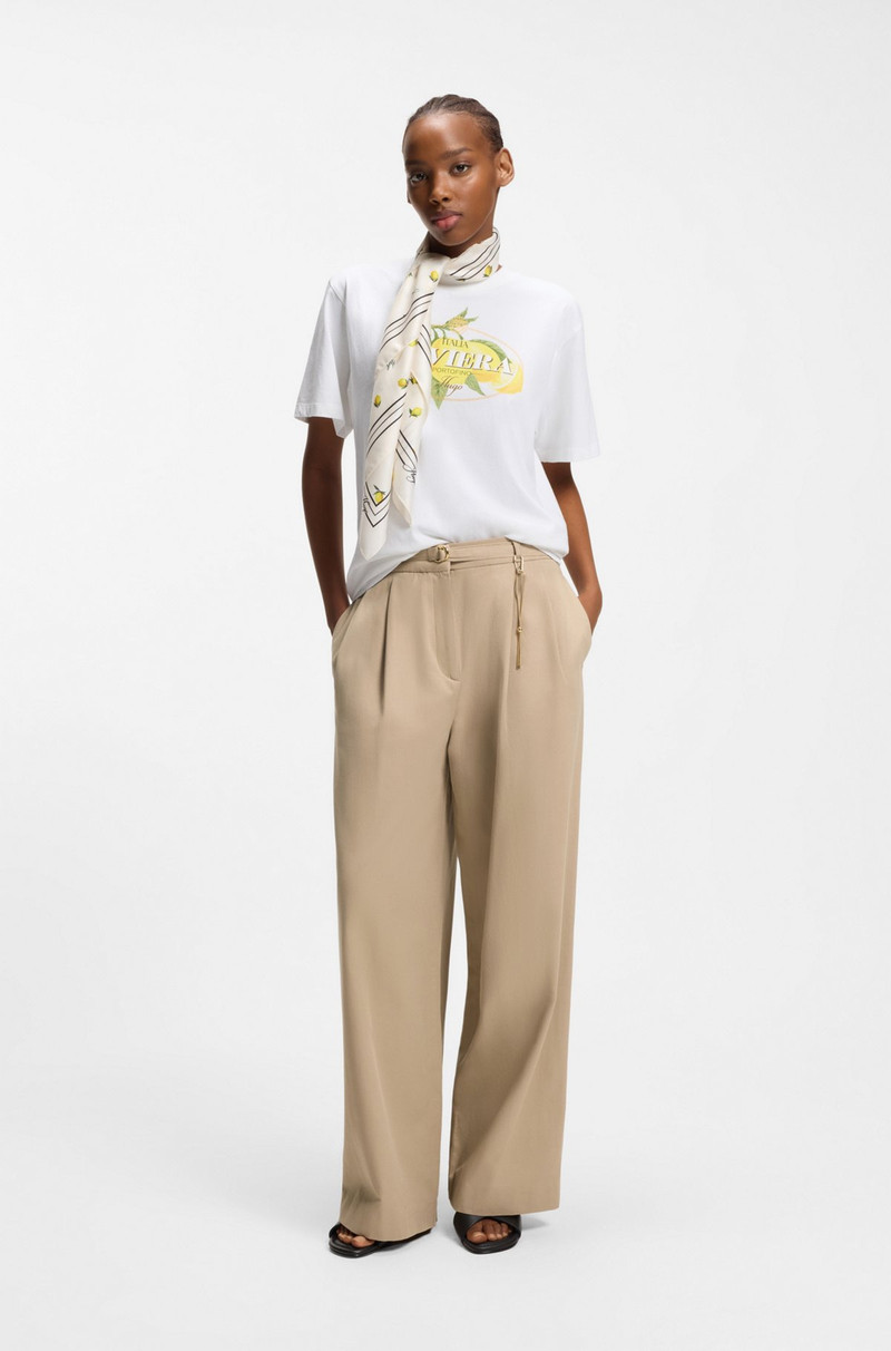 HUGO STRAIGHT-FIT TROUSERS WITH GOLD-TONE CARABINER CHAIN outlook