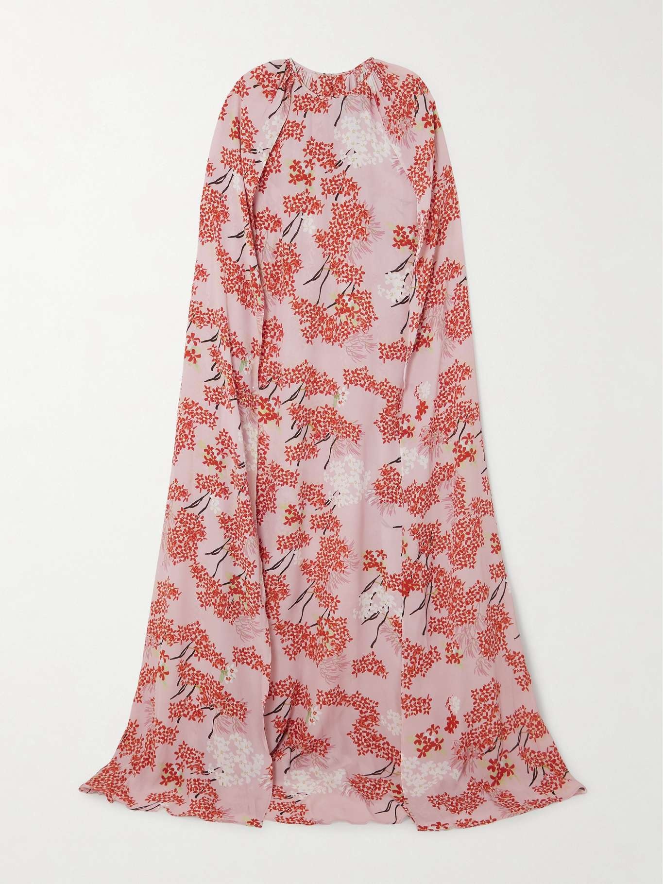 Minnie cape-effect floral-print crepe de chine gown - 1