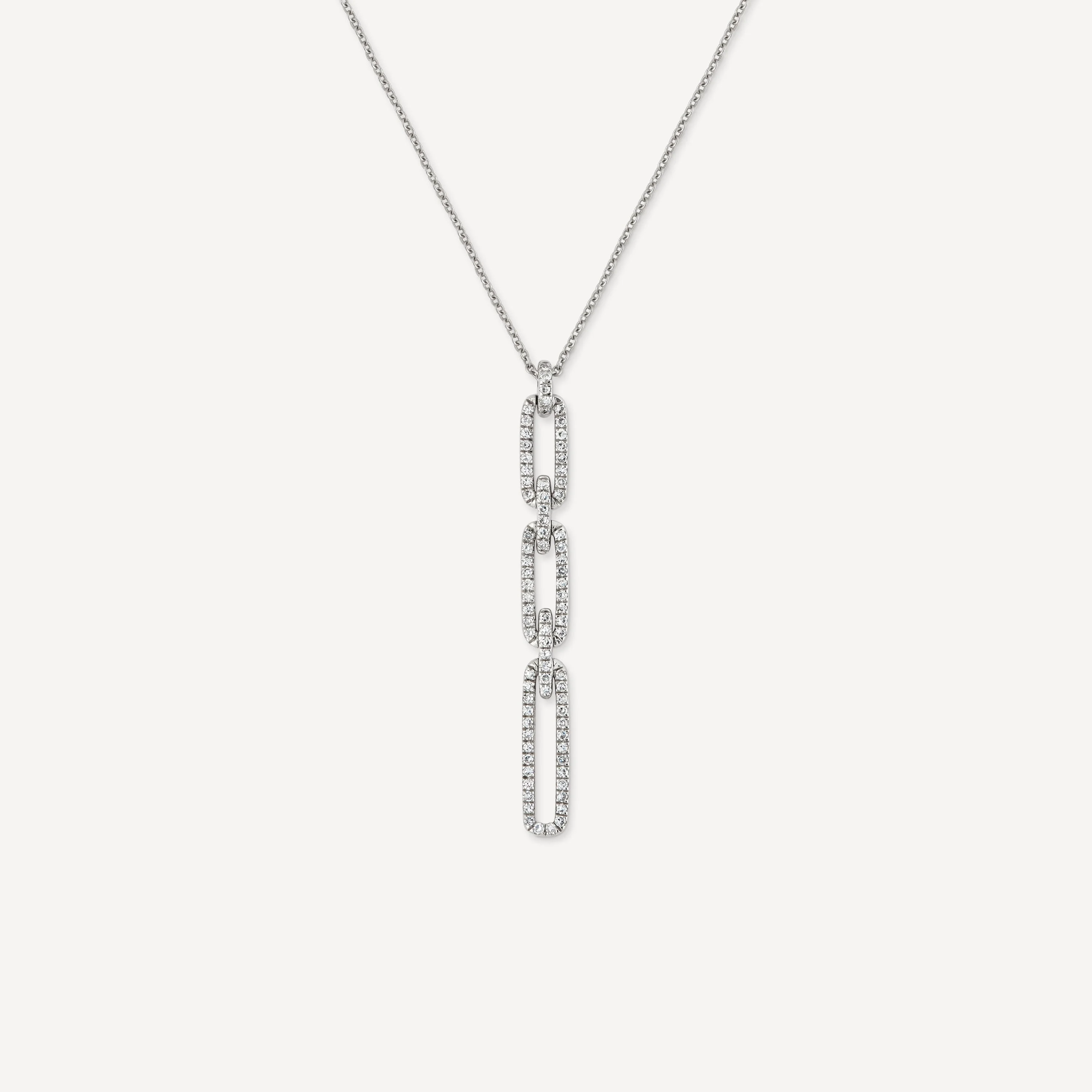 Short oval Necklace in 18K white gold with diamonds Les Classiques - 1