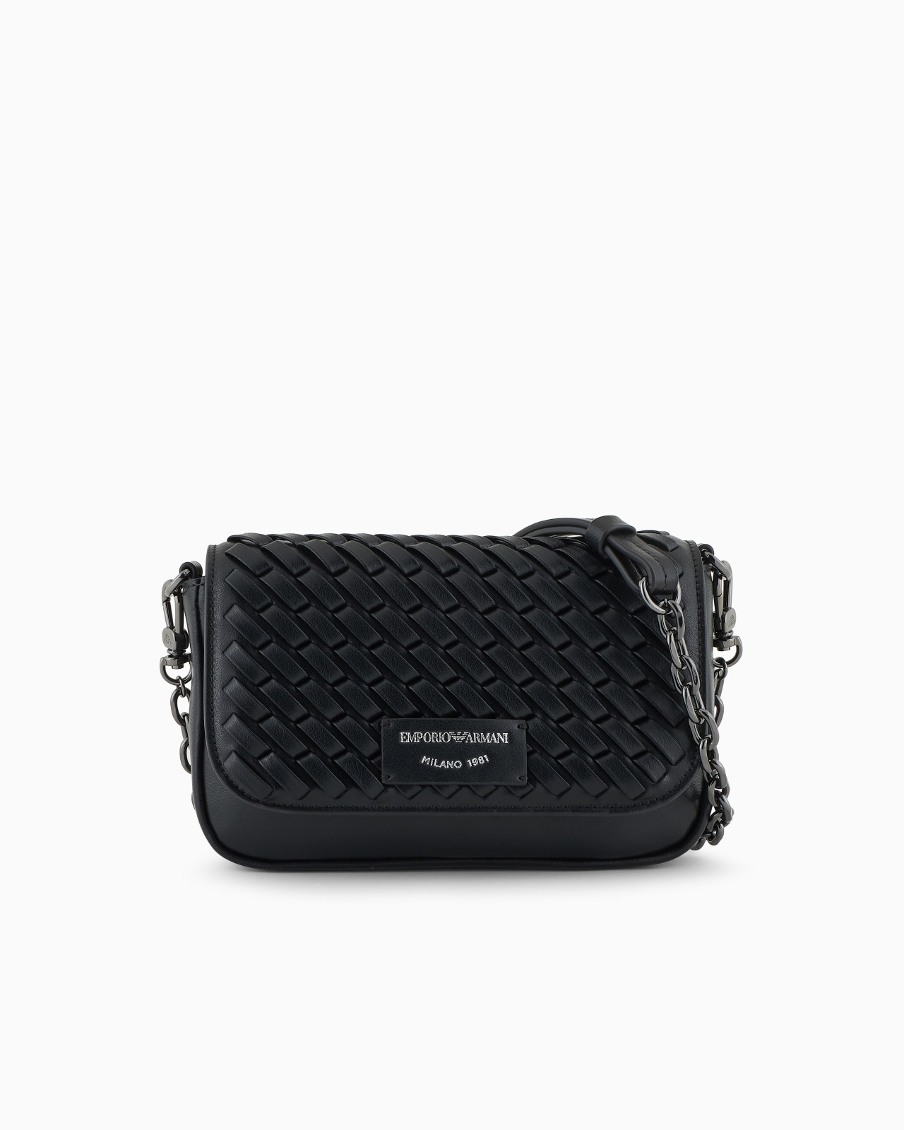 MINI BAG IN INTERWOVEN LEATHER WITH CHAIN SHOULDER STRAP - 1