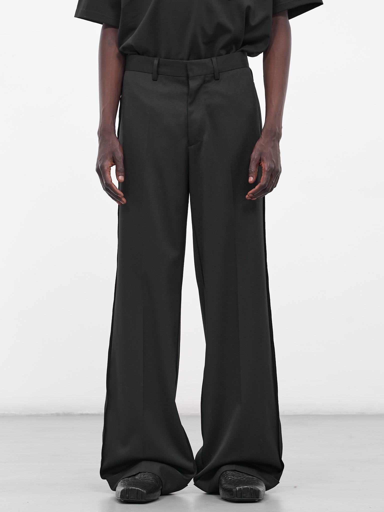 Black Wide Leg Tailored Trousers - 1