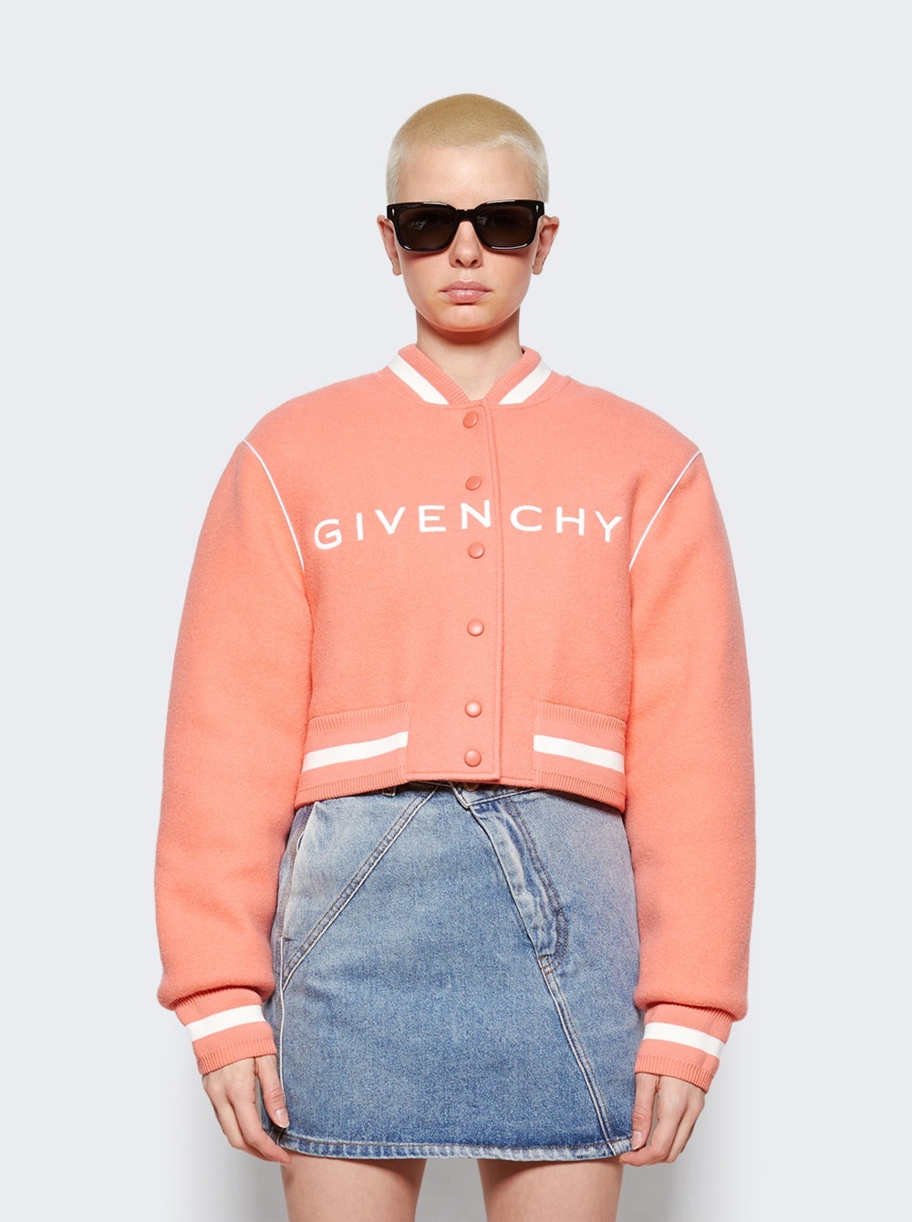 Cropped Bomber Varsity Jacket Coral - 3