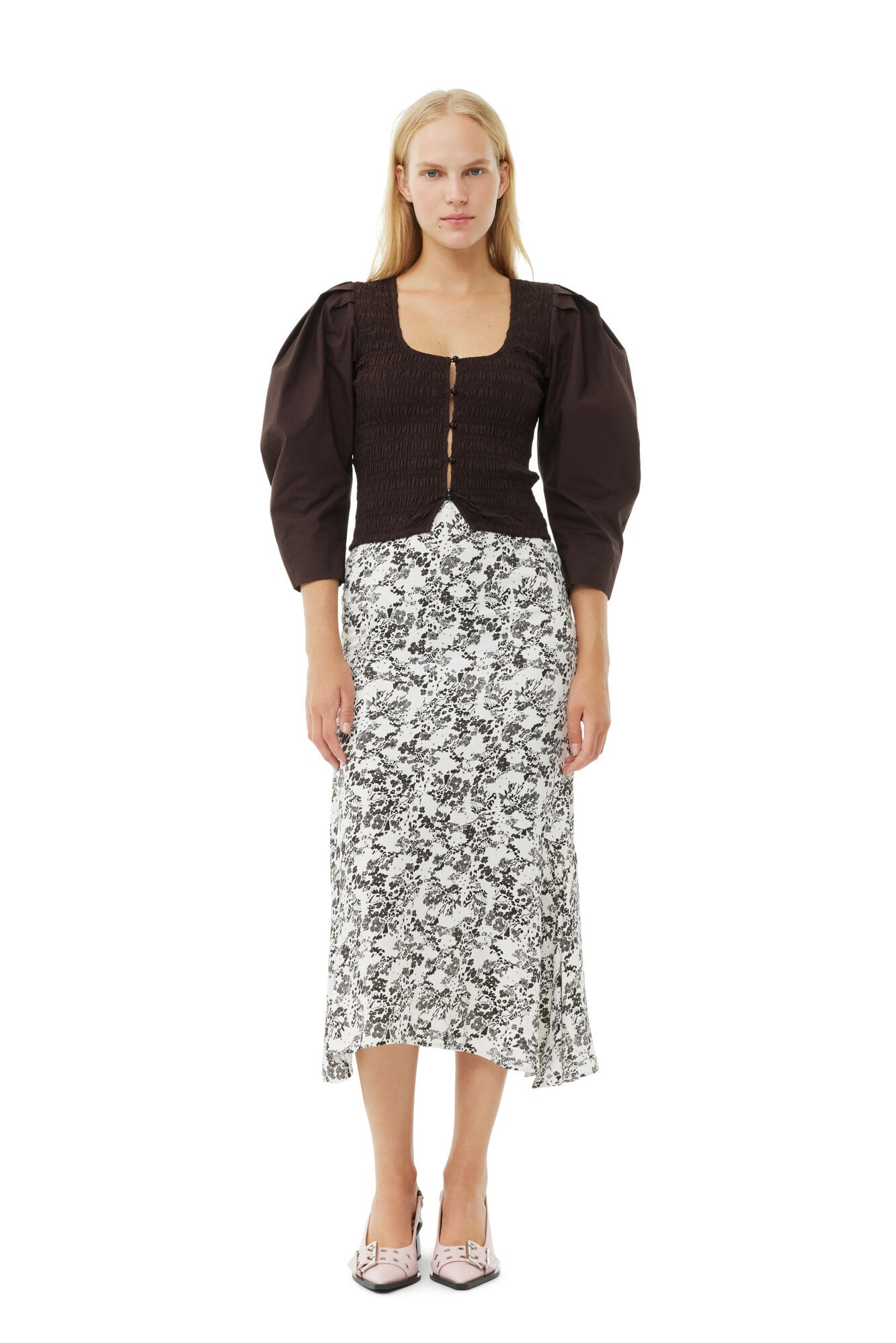 FLORAL VISCOSE TWILL LONG SKIRT - 2