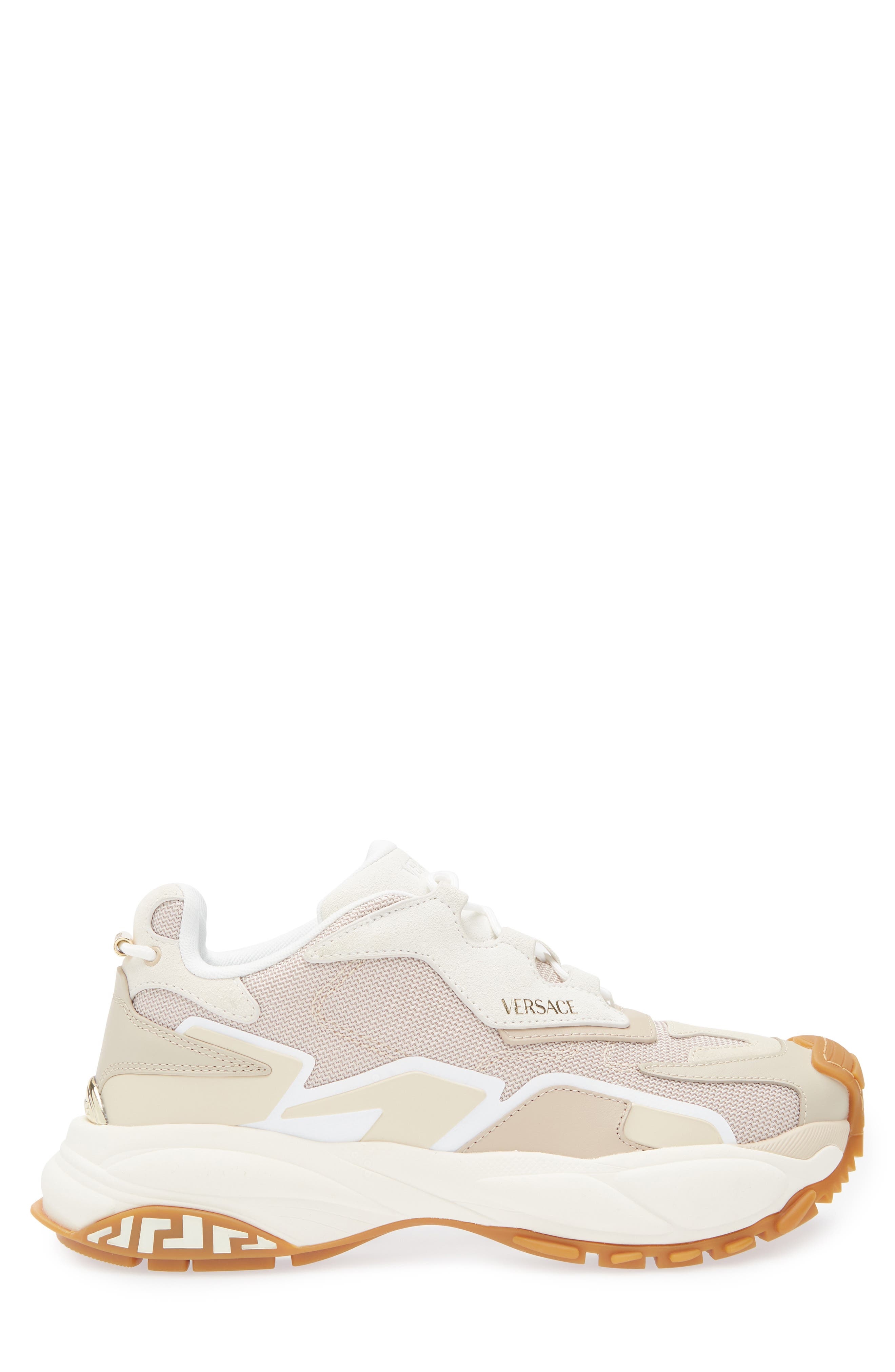 Versace Low Top Sneaker in Mastic Chiffon-Versace Gold at Nordstrom - 3
