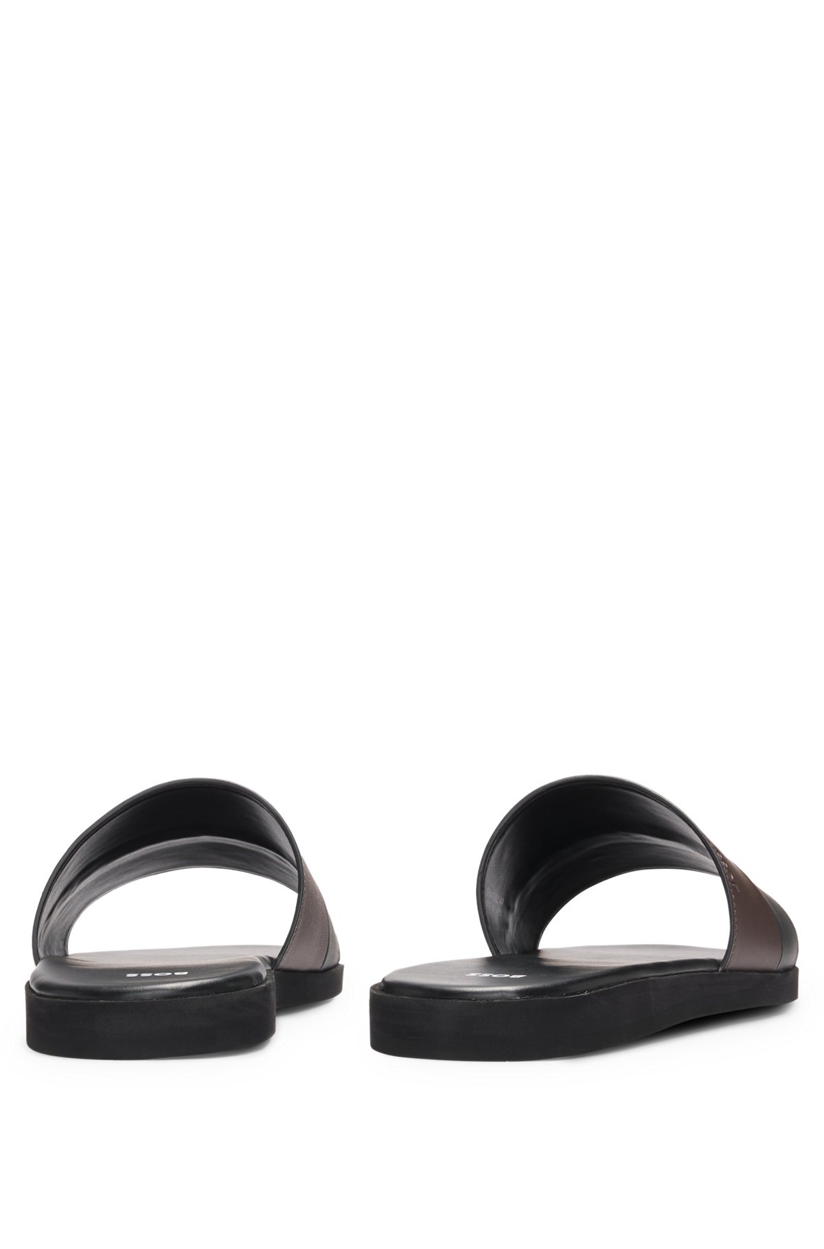 FAUX-LEATHER SLIDES WITH TWO-TONE STRAP - 5