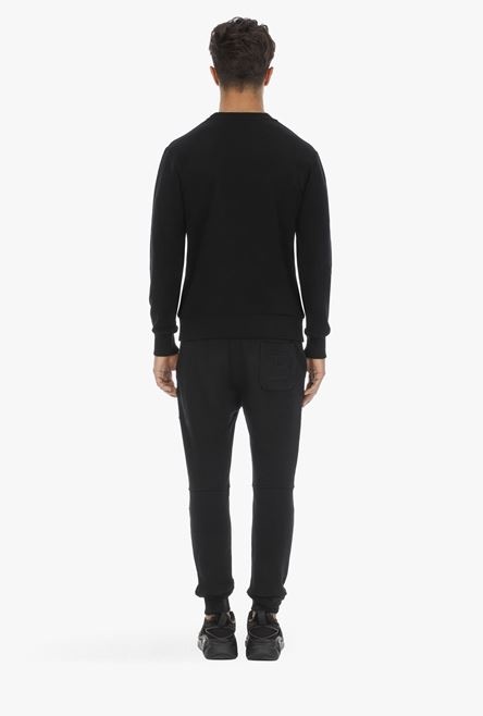 EXCLUSIVE - Black cotton sweatshirt with multicolor Balmain logo - 3