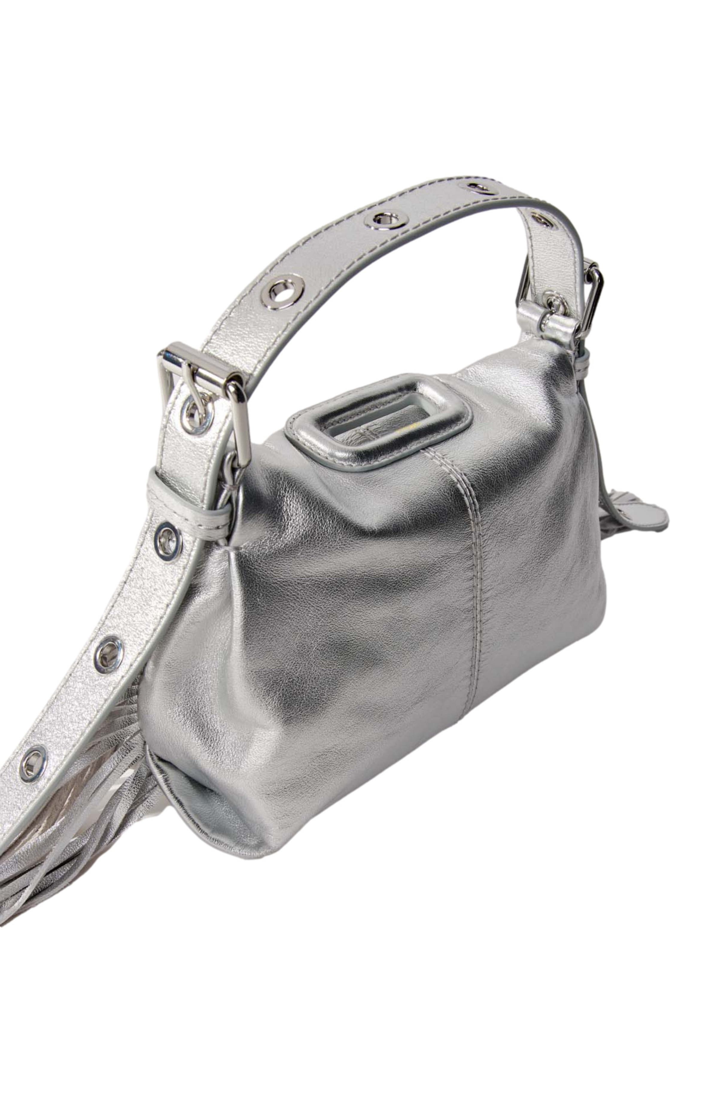 maje Metallic leather Miss M Mini bag in Silver at Nordstrom - 3