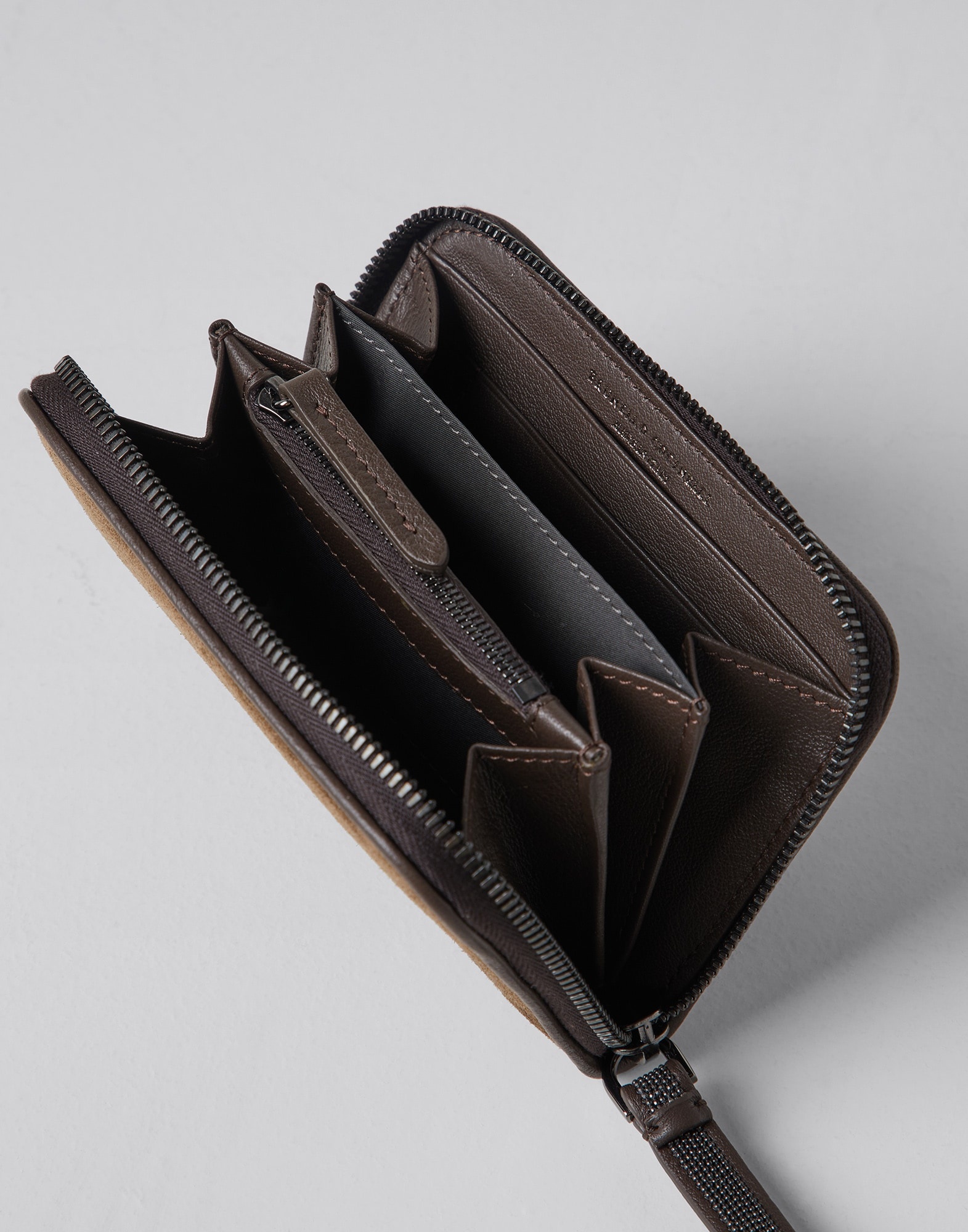 Soft matelassé small wallet in suede with Precious zipper pull - 5