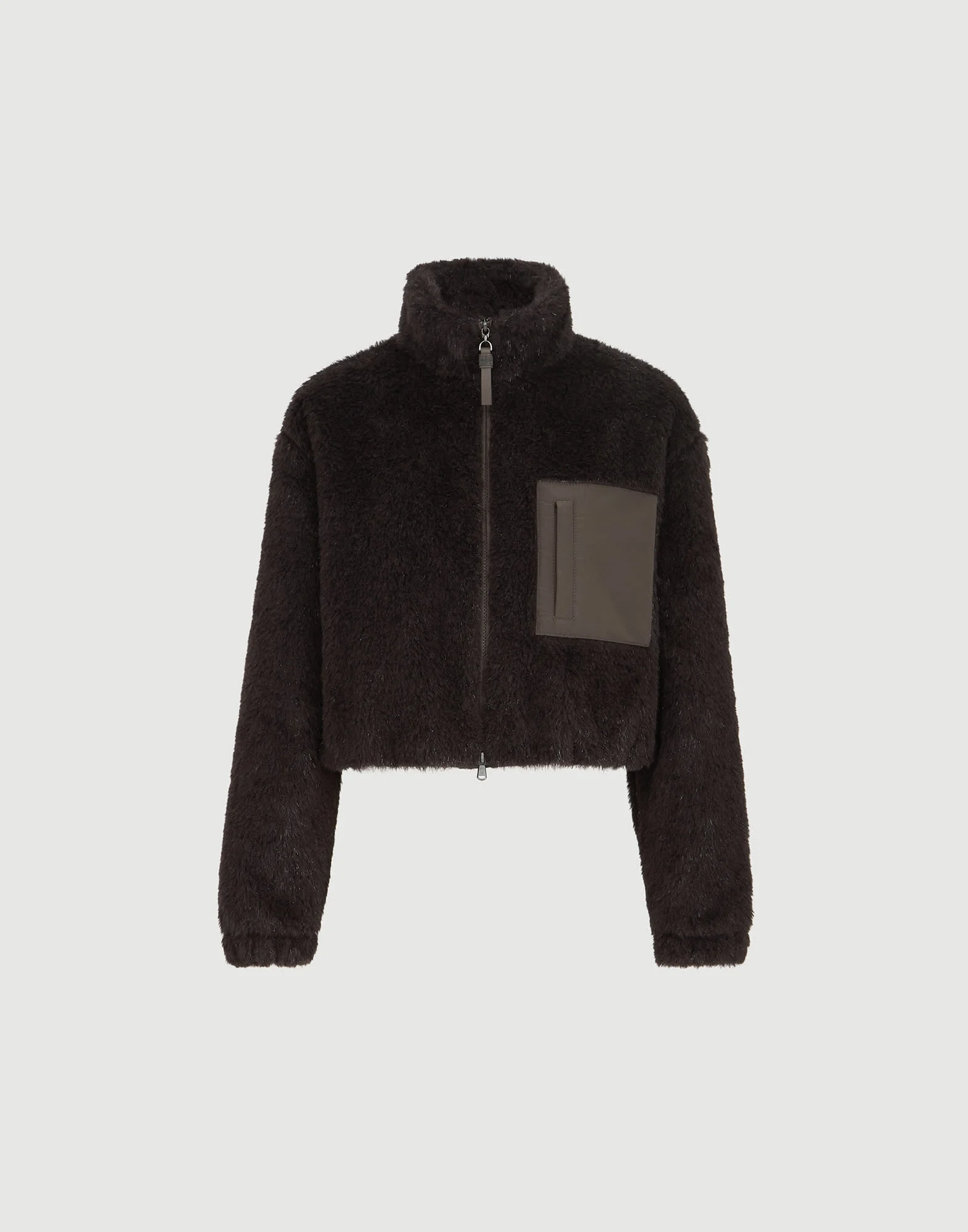 Sparkling alpaca and virgin wool cropped outerwear jacket with Thermore® padding and shiny zipper pu - 1