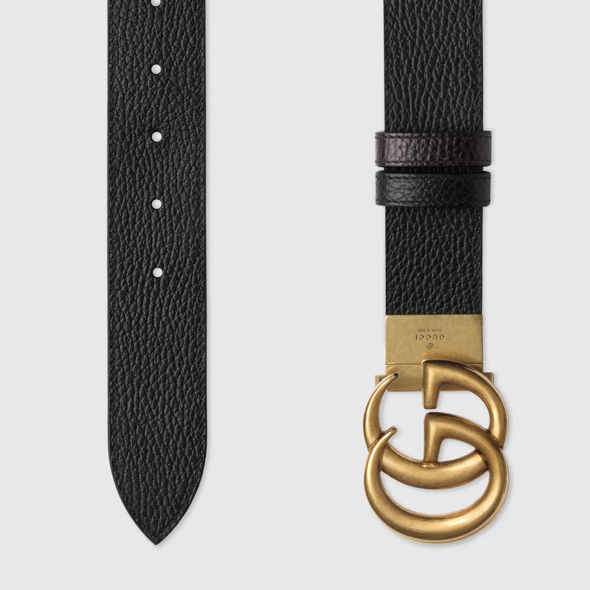 Reversible leather belt with Double G buckle - 3
