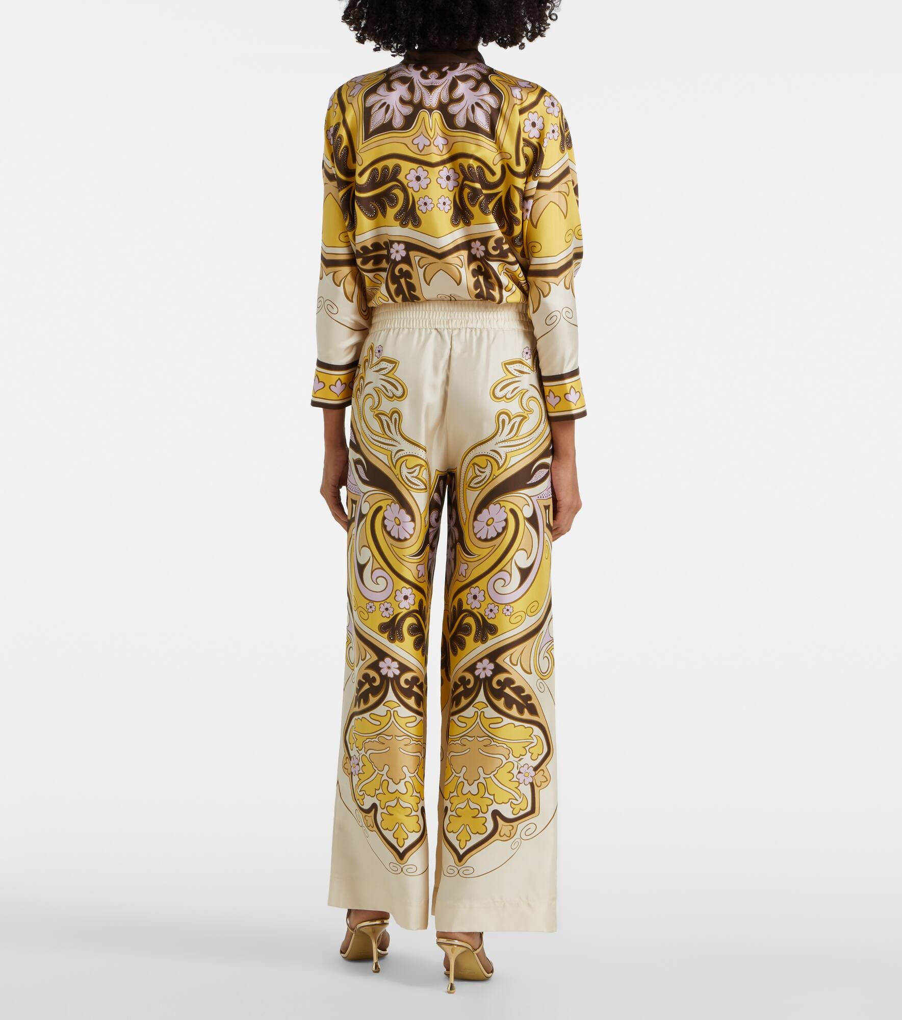 Printed silk twill palazzo pants - 3