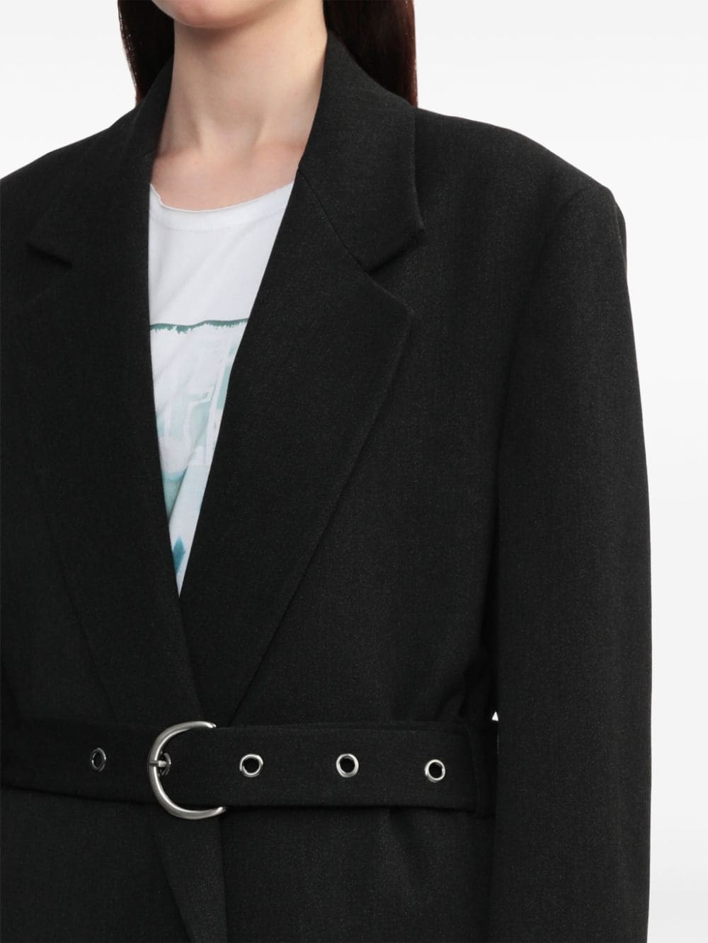 belted single-breasted coat - 5