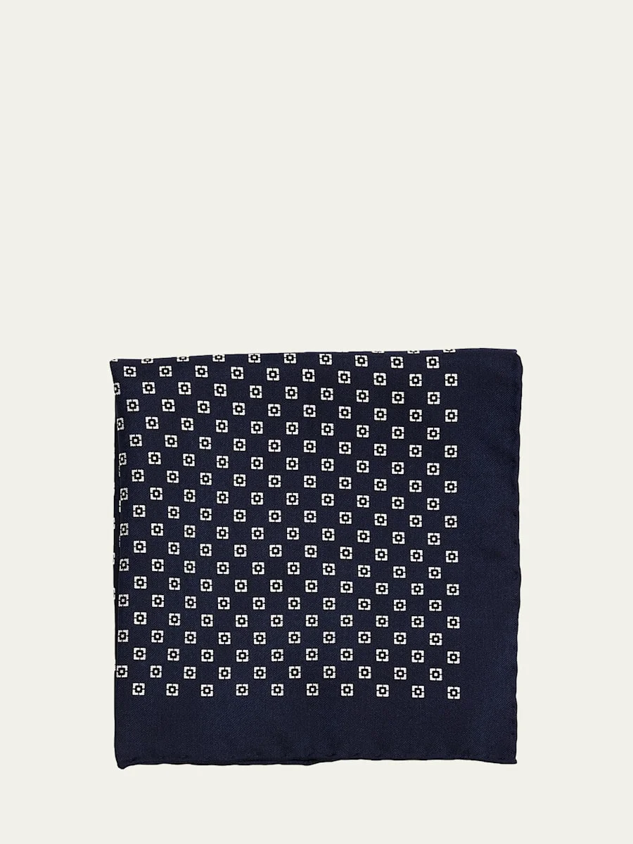 Men's Geometric Silk Pocket Square - 1