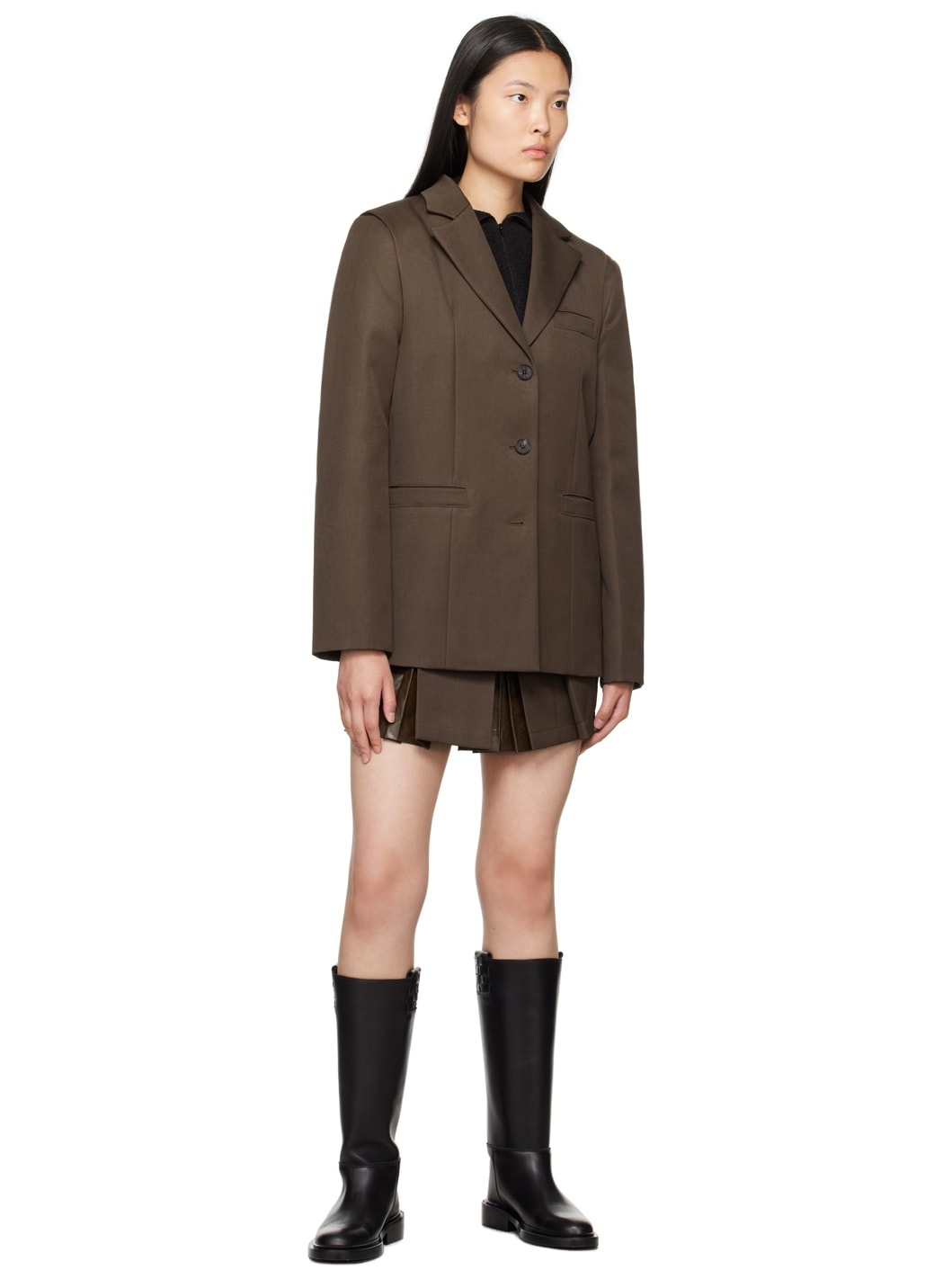 Brown Convertible Blazer & Vest Set - 4