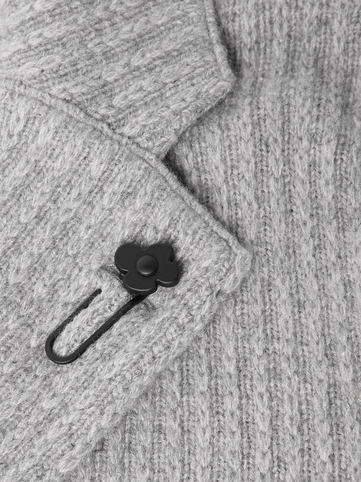 Ribbed Cashmere Cardigan Gray - 5