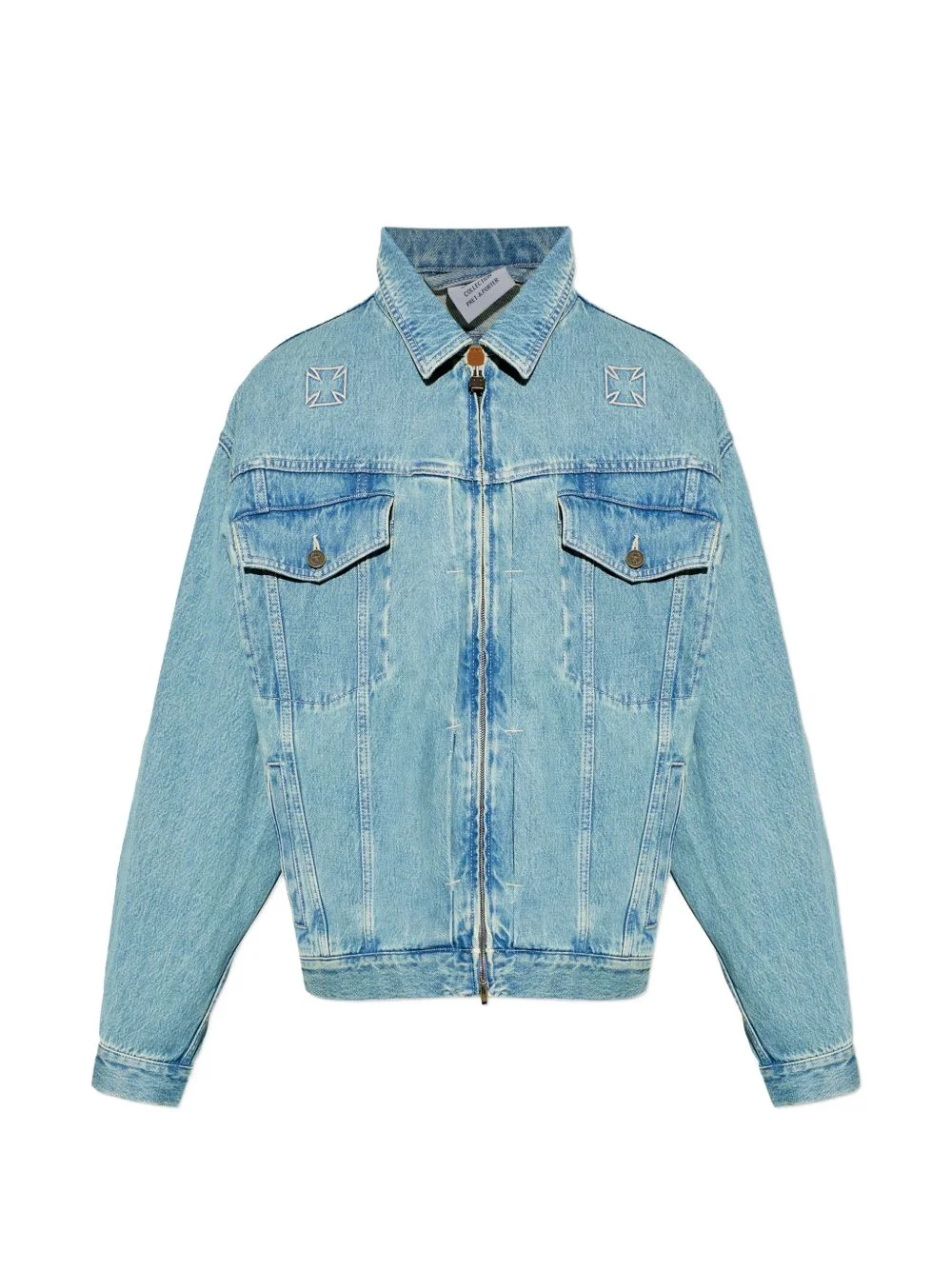 logo-print denim jacket - 1