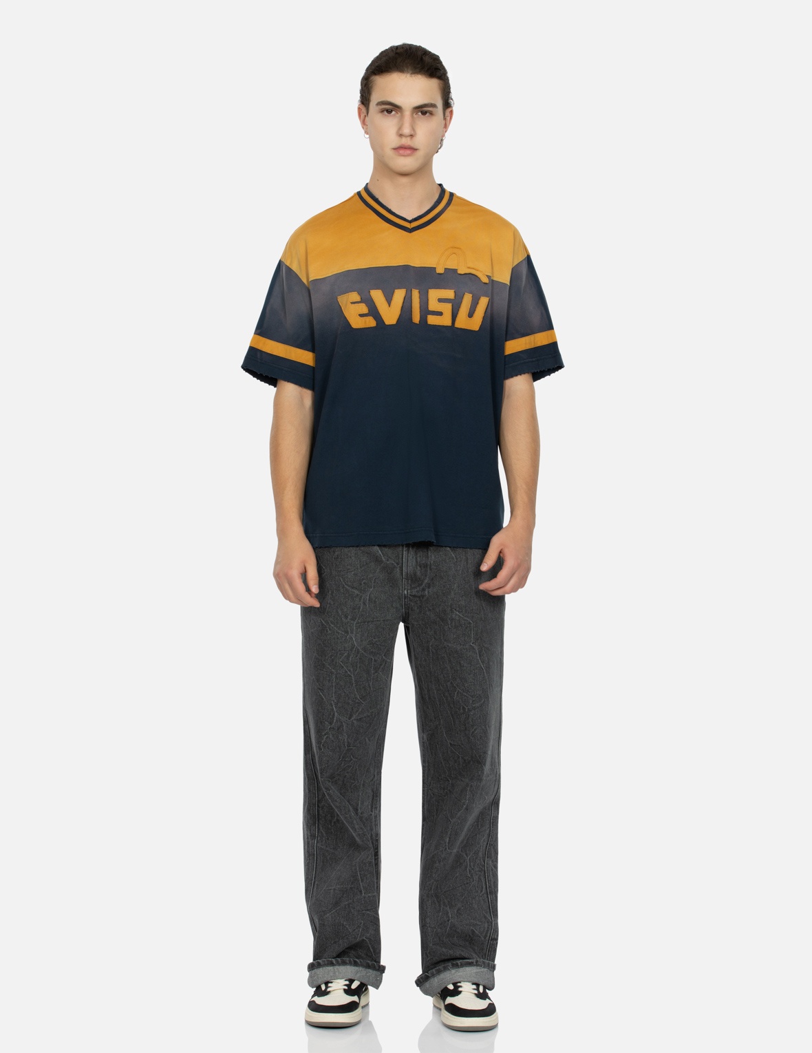 DAICOCK WITH FRINGED EDGES BAGGY FIT WORK JEANS - 6